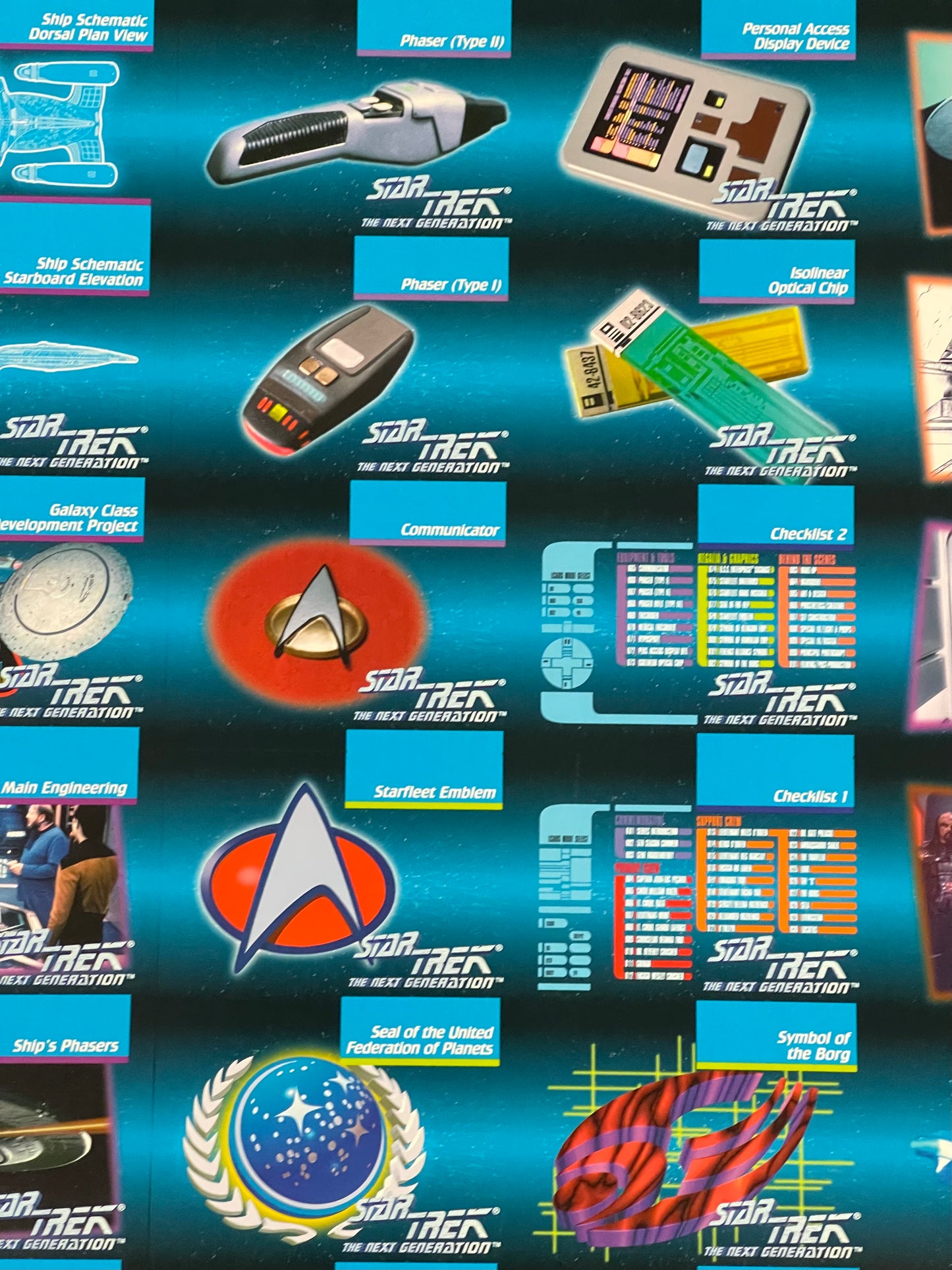 Star Trek Next Generation TV show uncut card sheet 1990