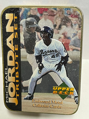 Michael Jordan Upper Deck 5 metal baseball cards set in tin 1995 ...