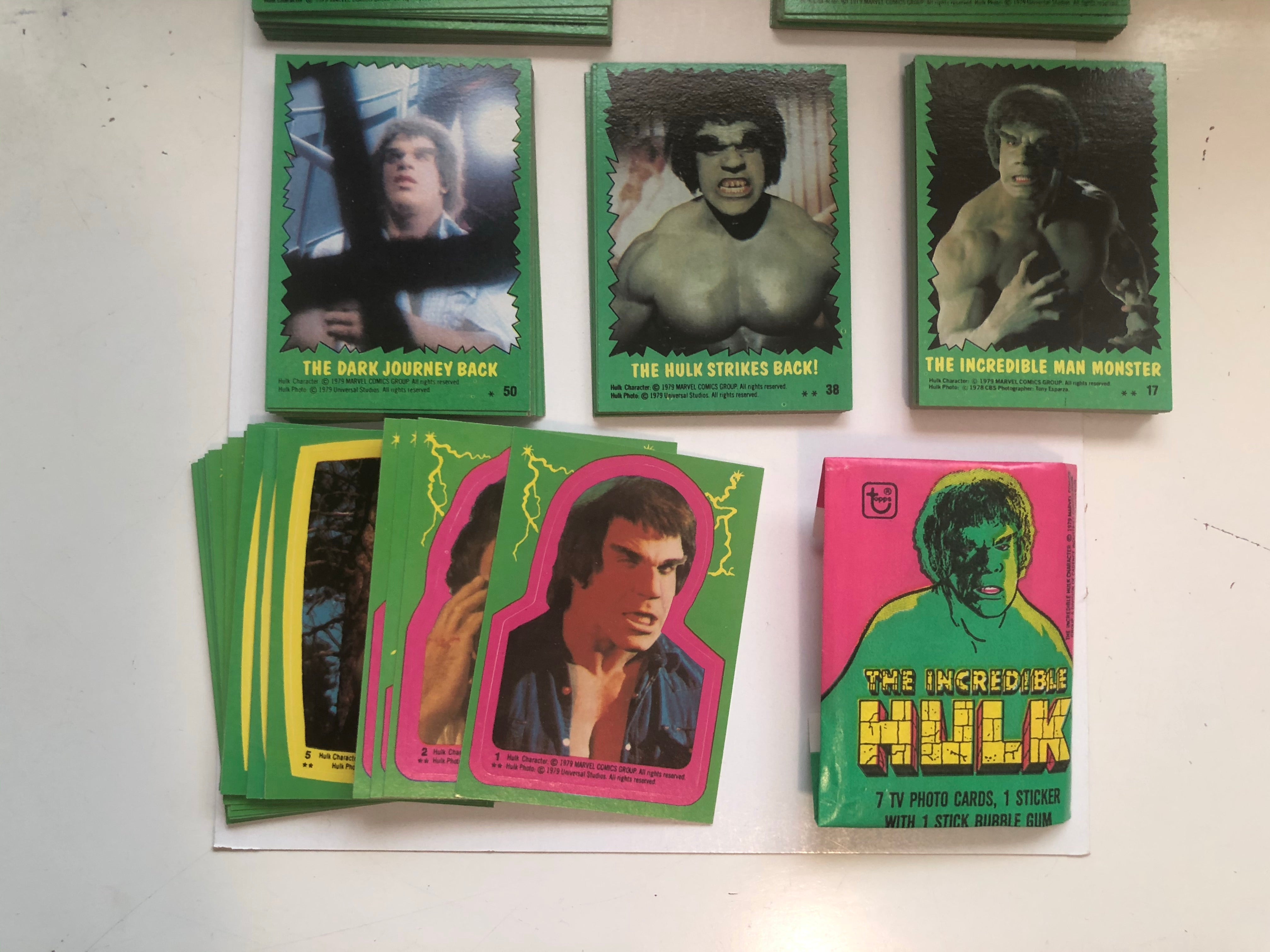 Incredible Hulk TV Show cards and stickers set 1978