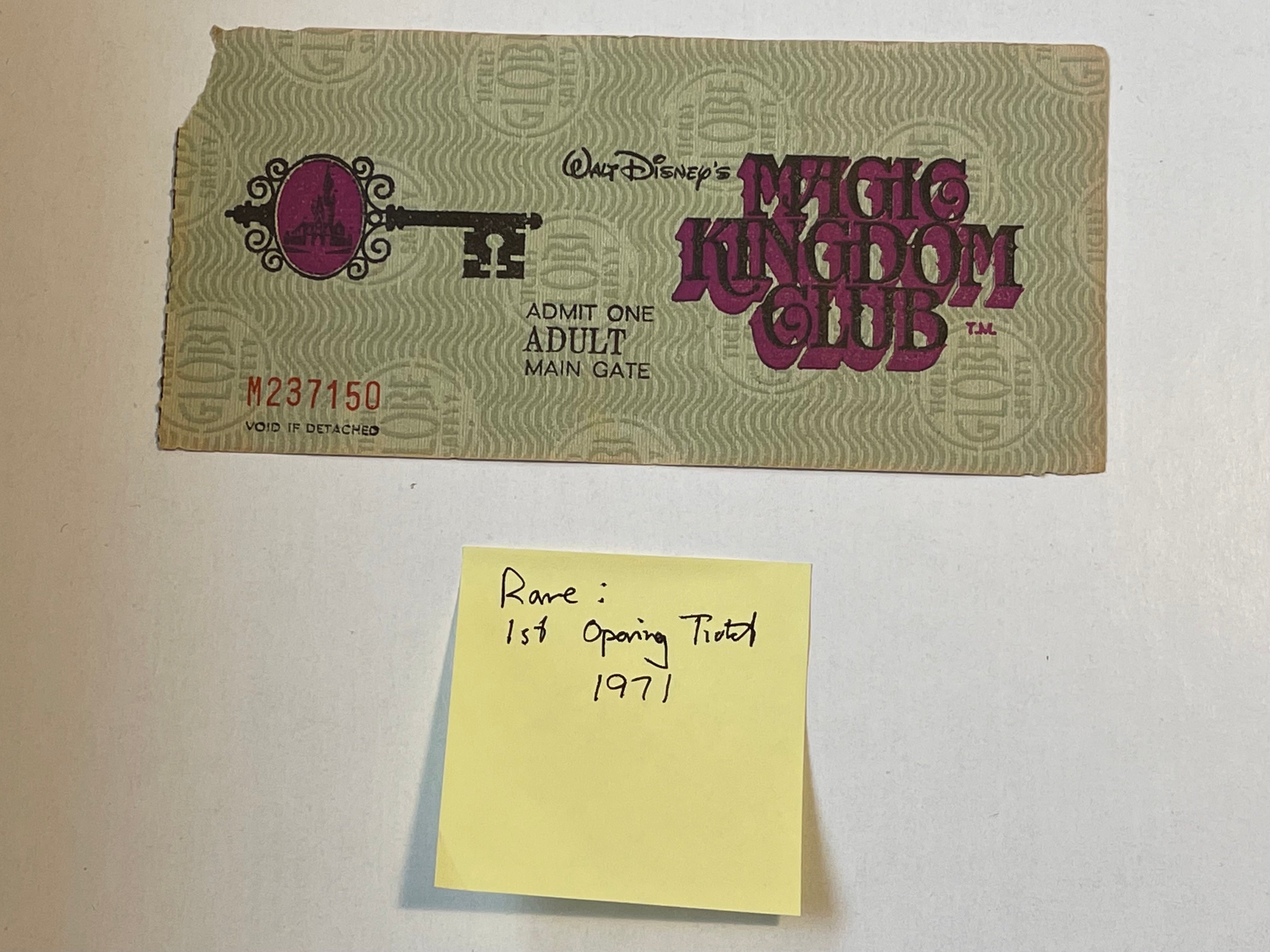 Disney Land Magic Kingdom vintage ticket 1971