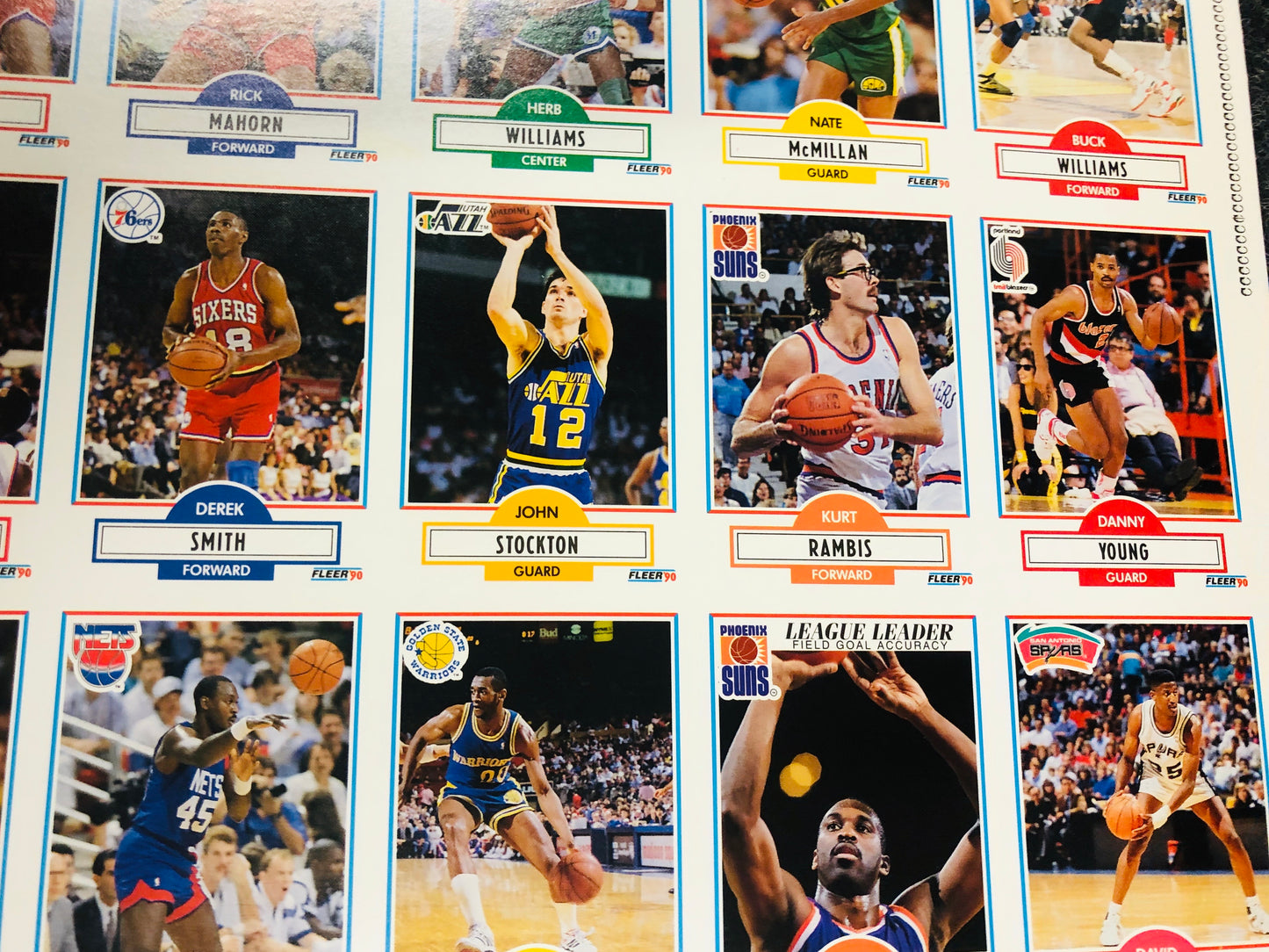 1990 Fleer basketball rare uncut cards sheet