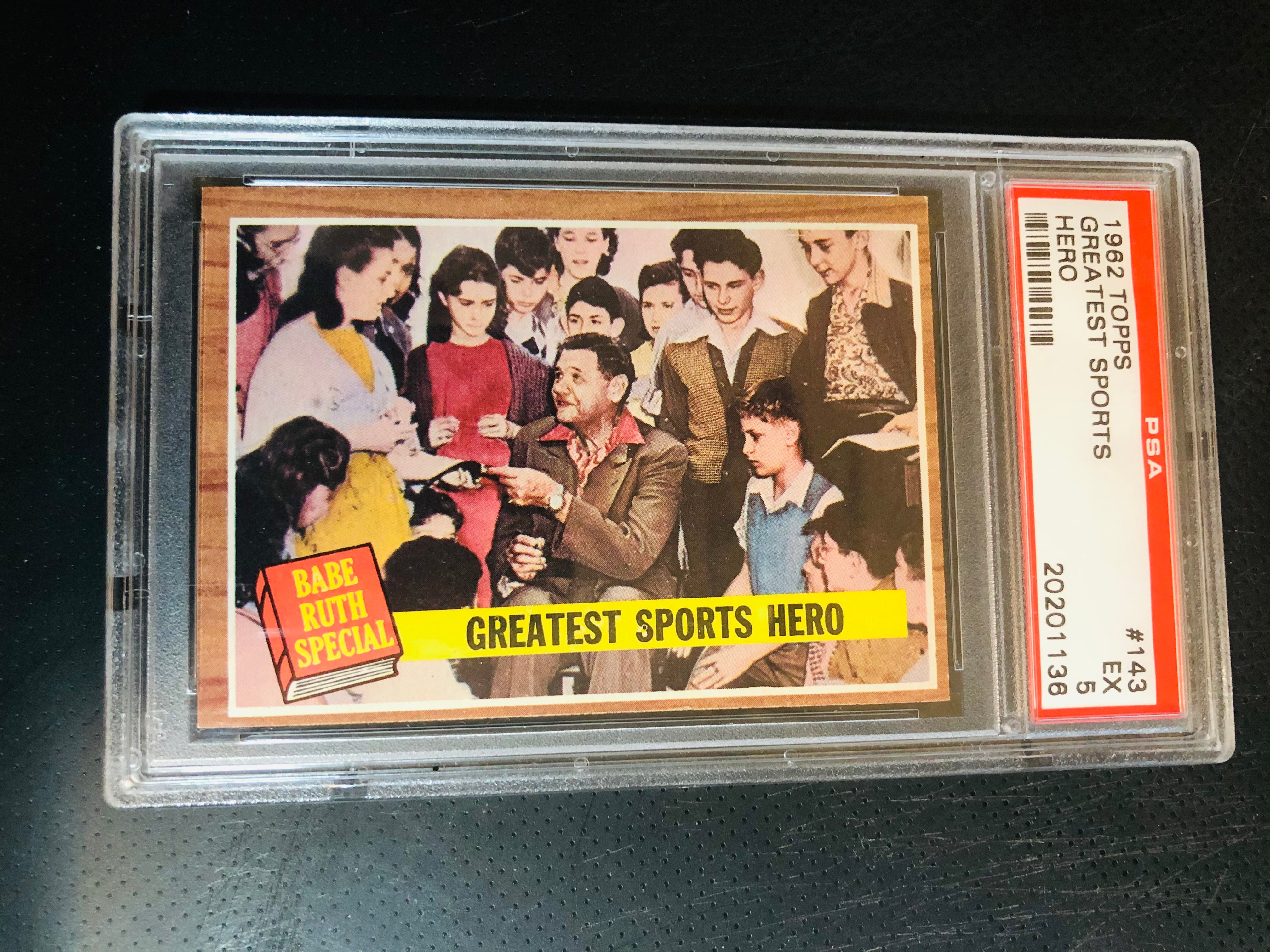 Babe Ruth Topps PSA 5 graded baseball card 1962