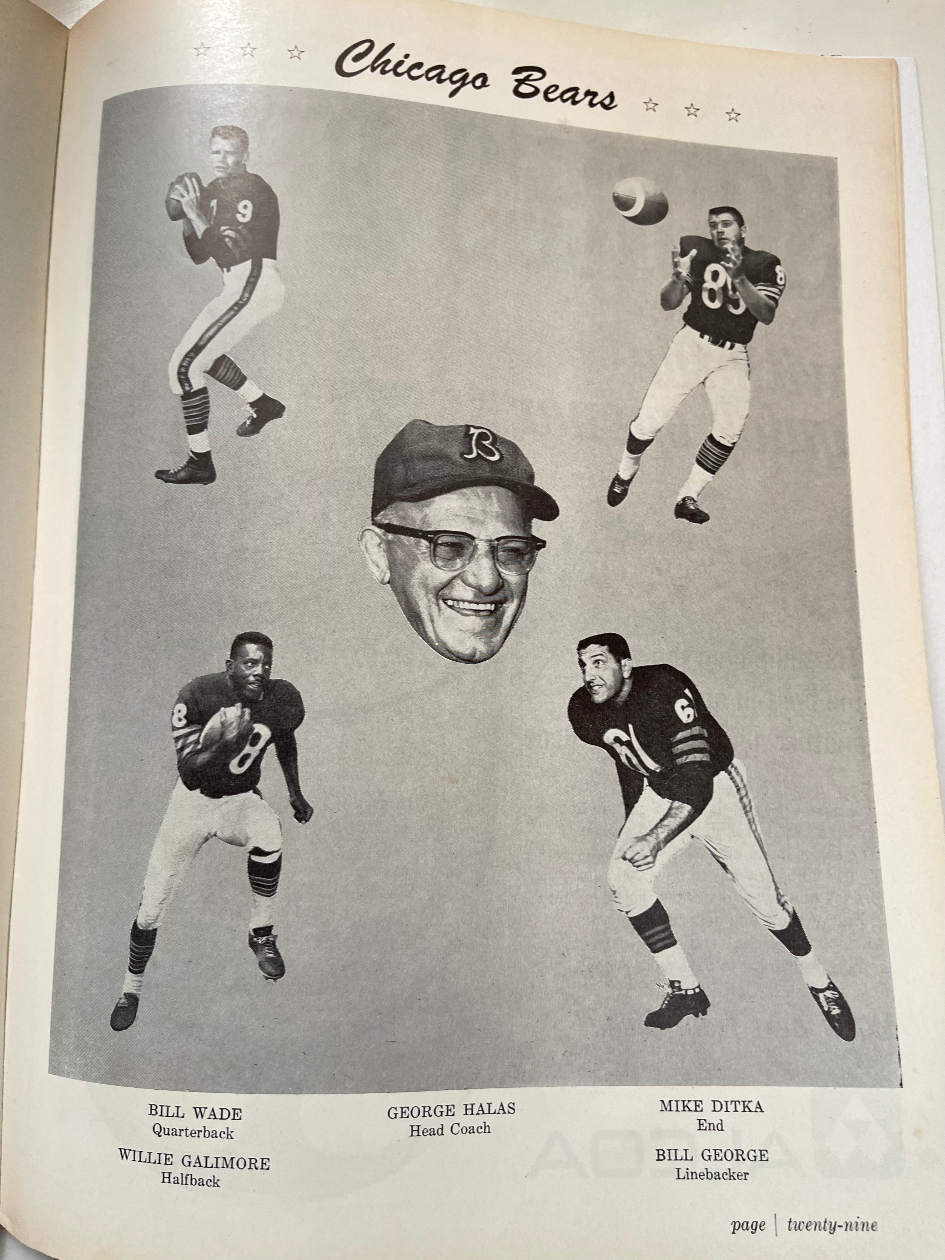 1963 Green Bay Packers vs the Bears football game program