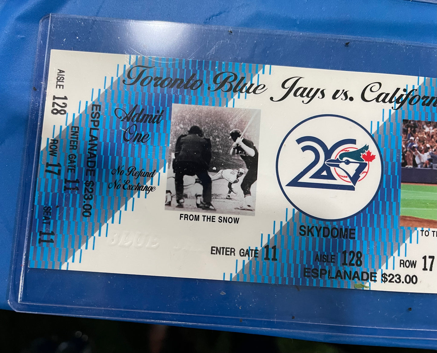 Toronto Blue Jays baseball special Skydome 20th anniversary ticket