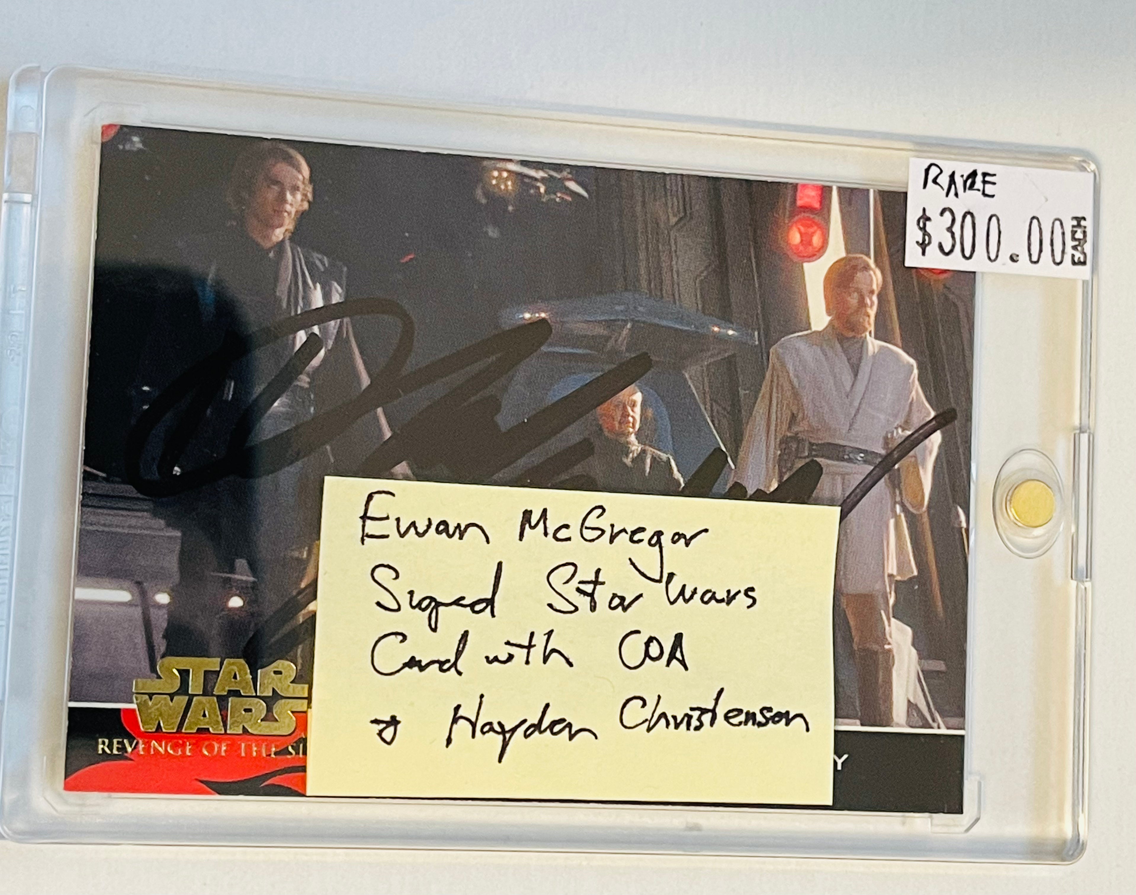 Star Wars Ewan McGregor and Hayden Christensen rare double autograph card with COA