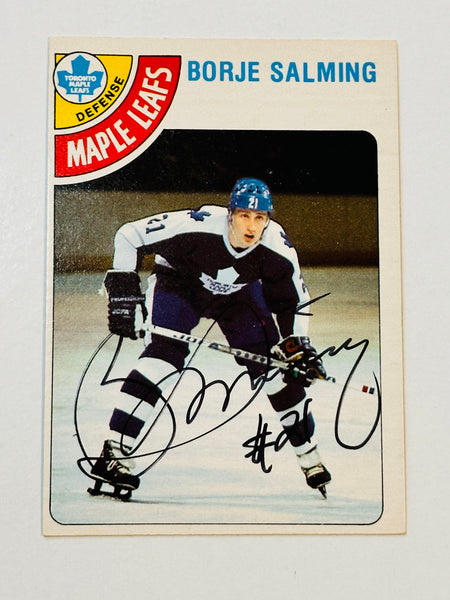 Börje Salming Autographed White Toronto Maple Leafs
