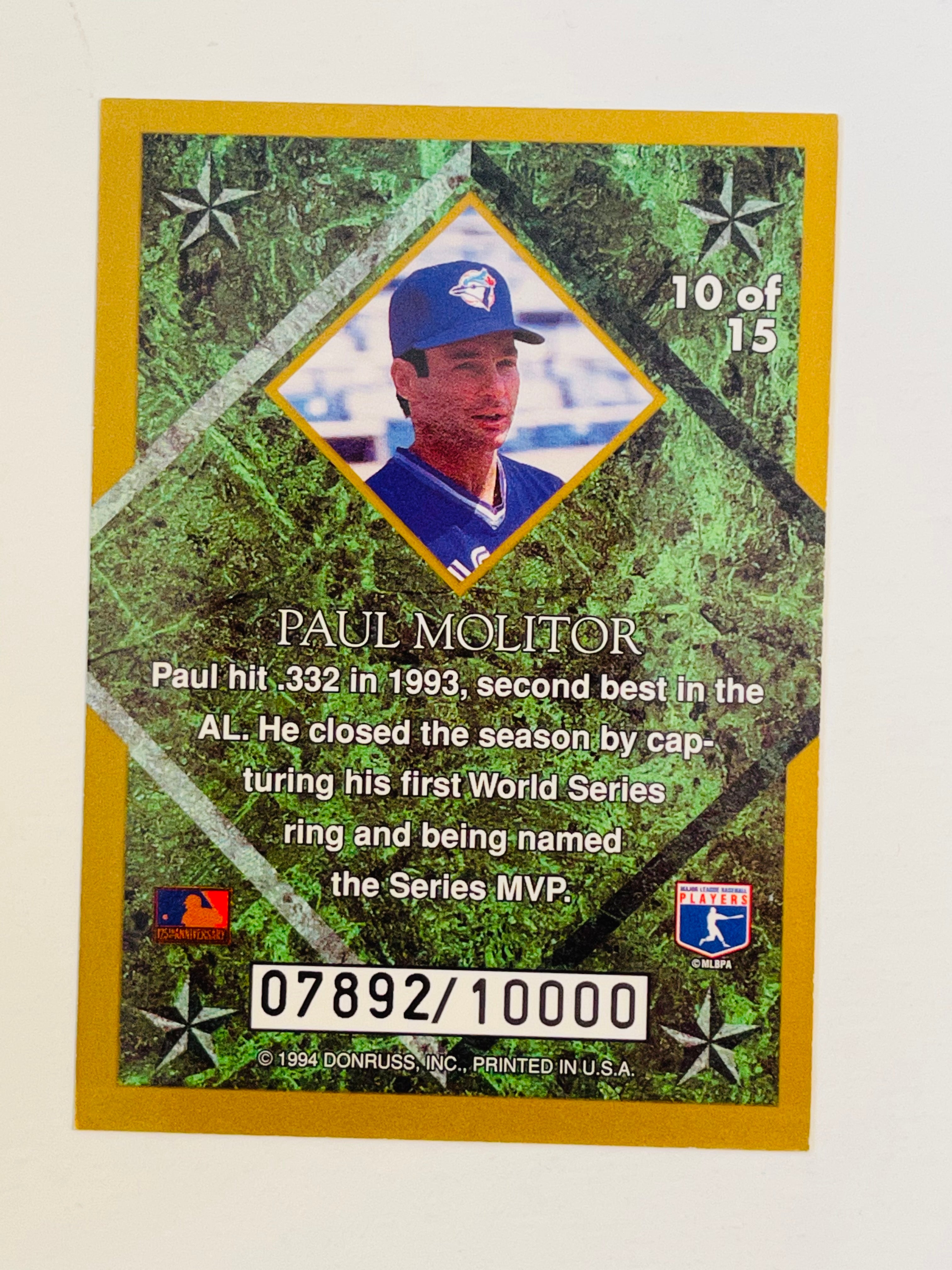 Toronto Blue Jays Paul Molitor Donruss foil baseball insert card 1994