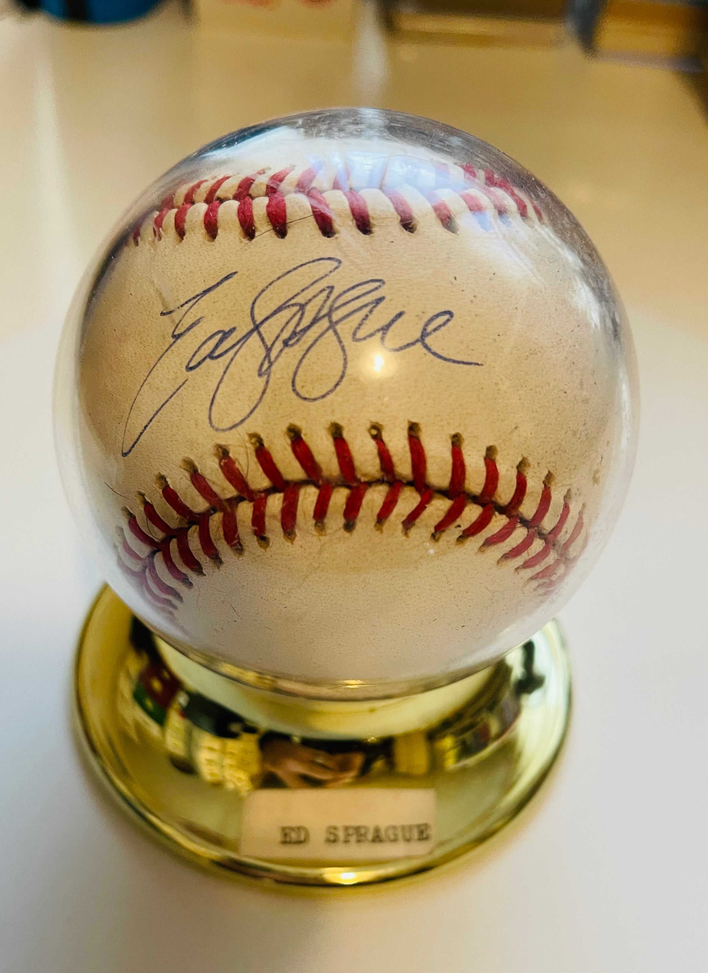Toronto Blue Jays baseball Ed Sprague autographed baseball with holder and COA