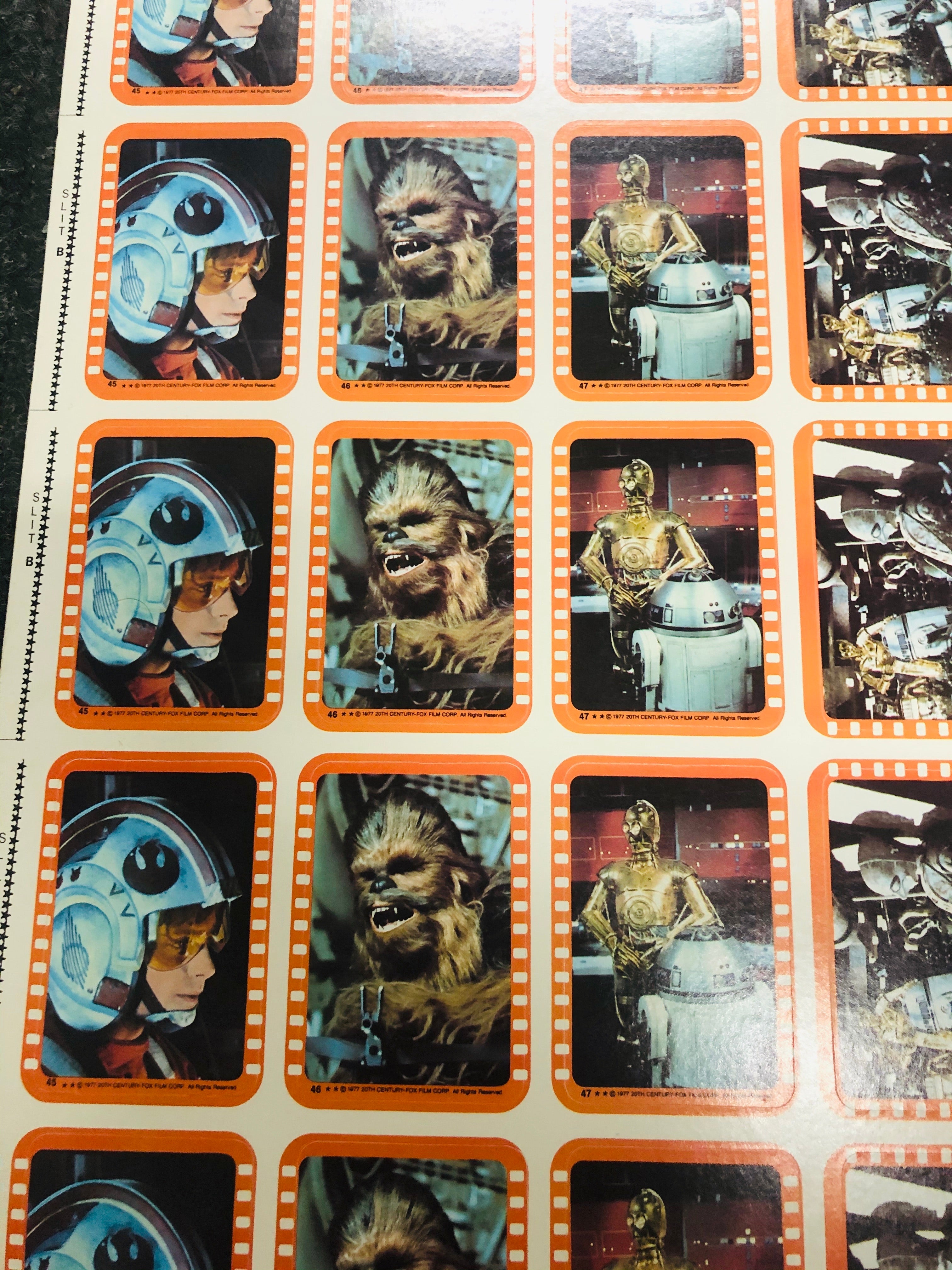 1977 Star Wars series 5 stickers rare full uncut sheet
