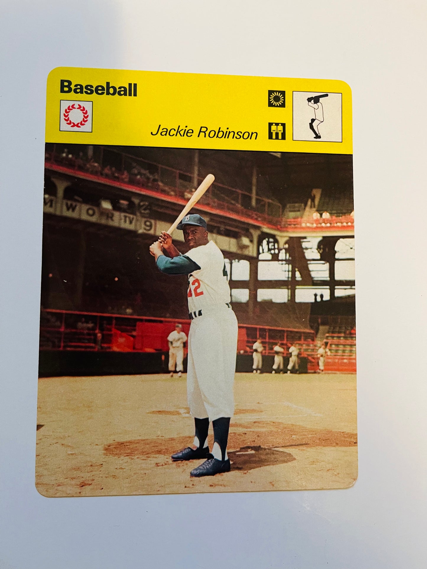 Jackie Robinson rare 5x7 baseball card printed in Italy 1977