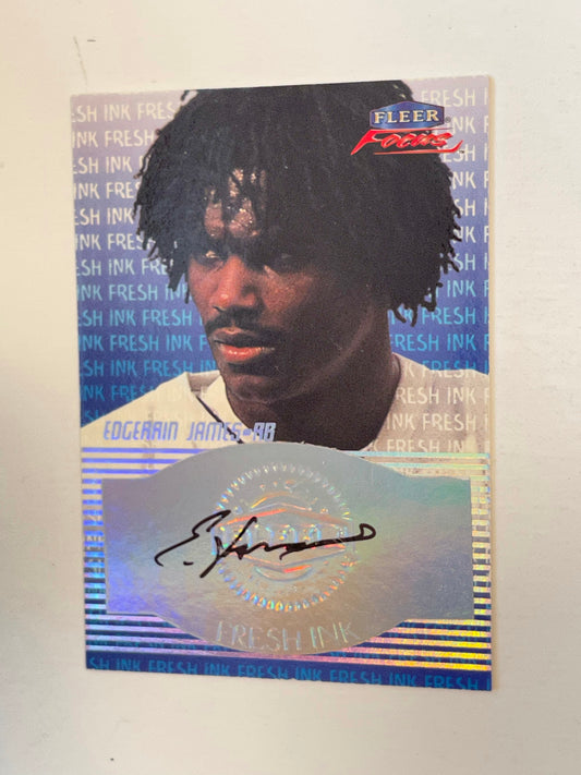 Edgerrin James Fleer football autograph insert card