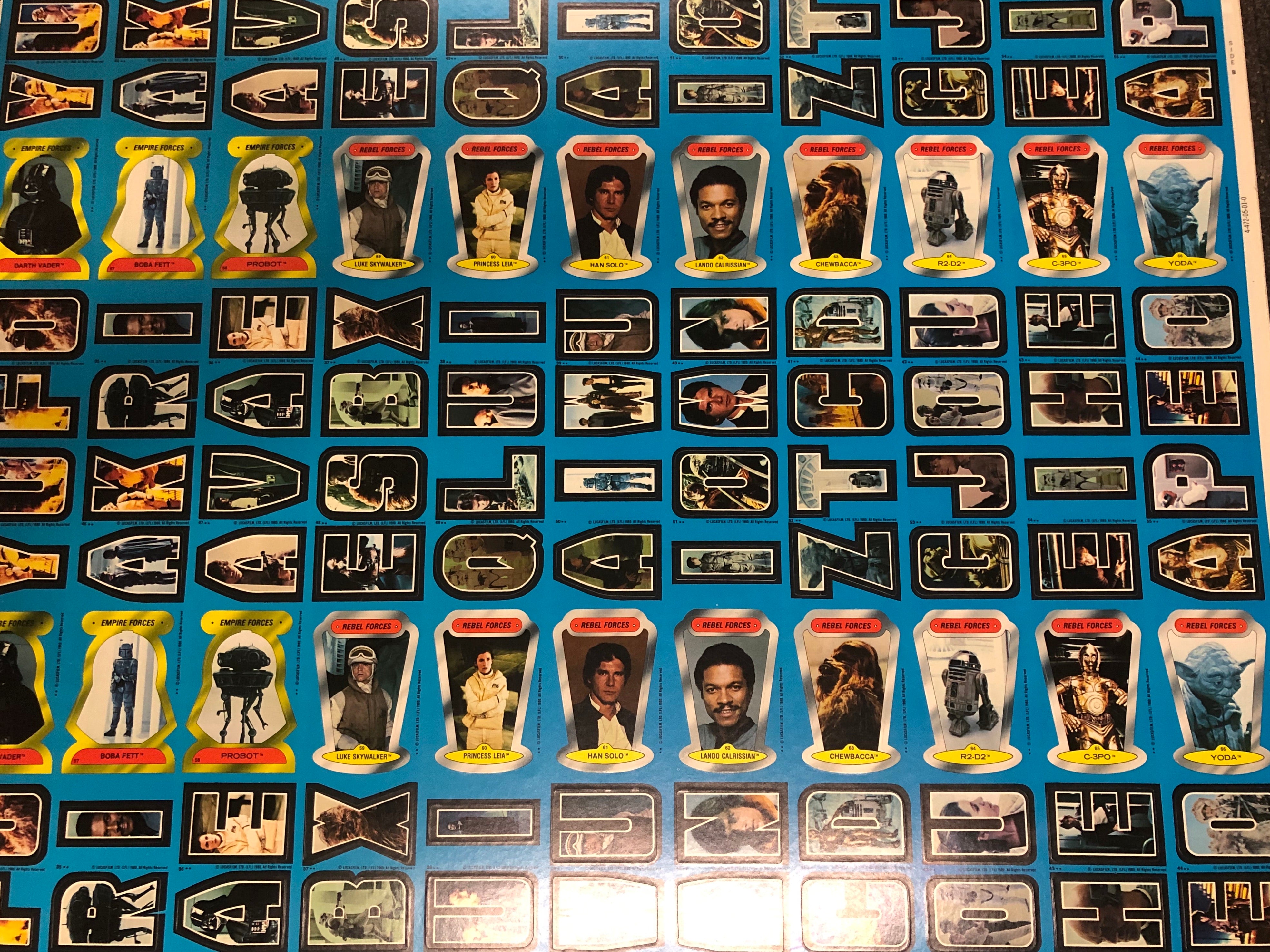 1981 Empire Strikes back series 2 stickers rare uncut cards sheet
