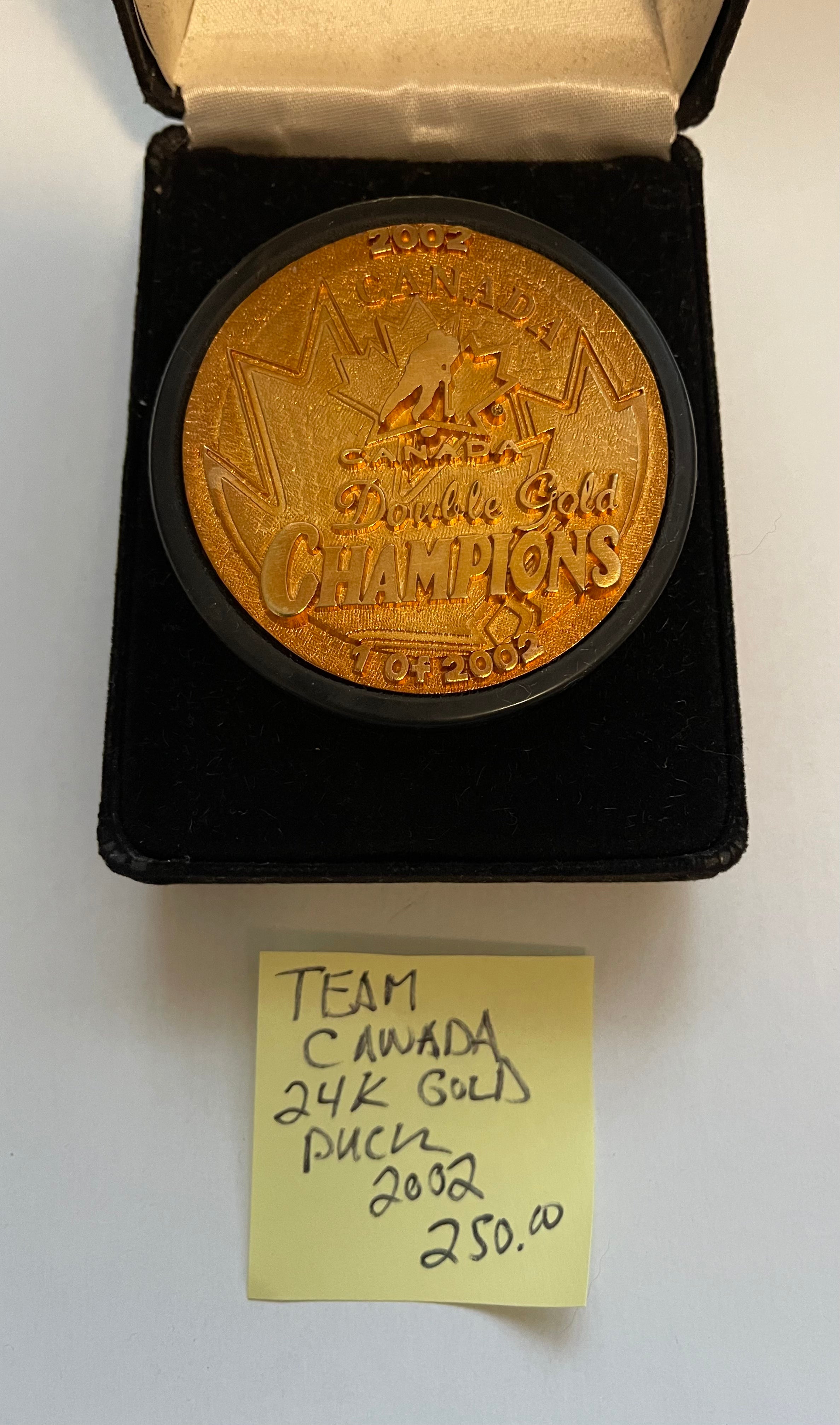 Team Canada rare 24K gold special issued puck 2002