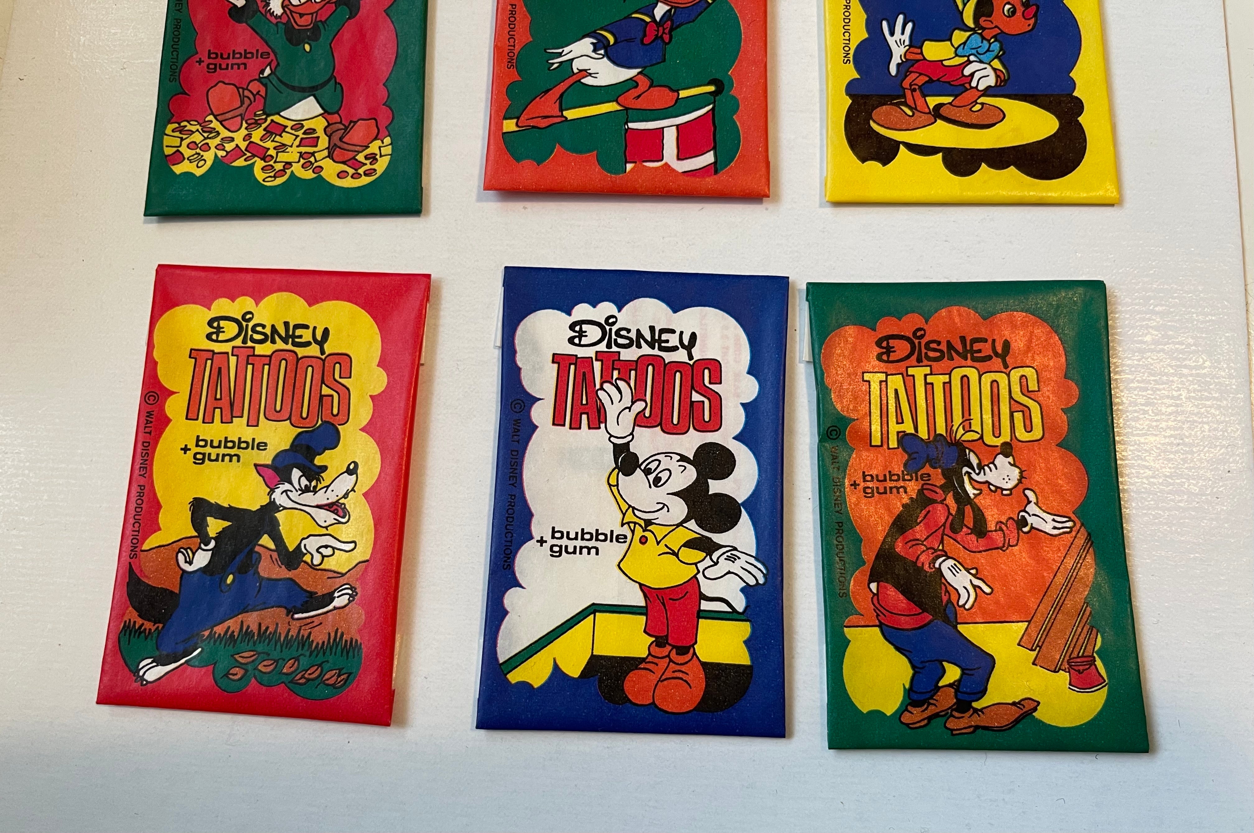 1979 Disney 6 tattoos wrappers lot deal