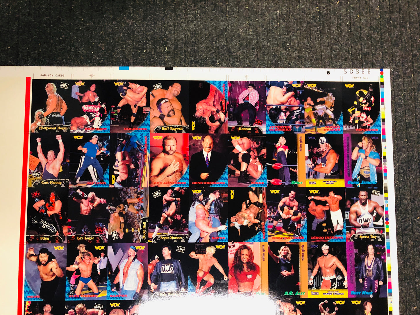 Wrestling WCW rare uncut cards sheet 1995