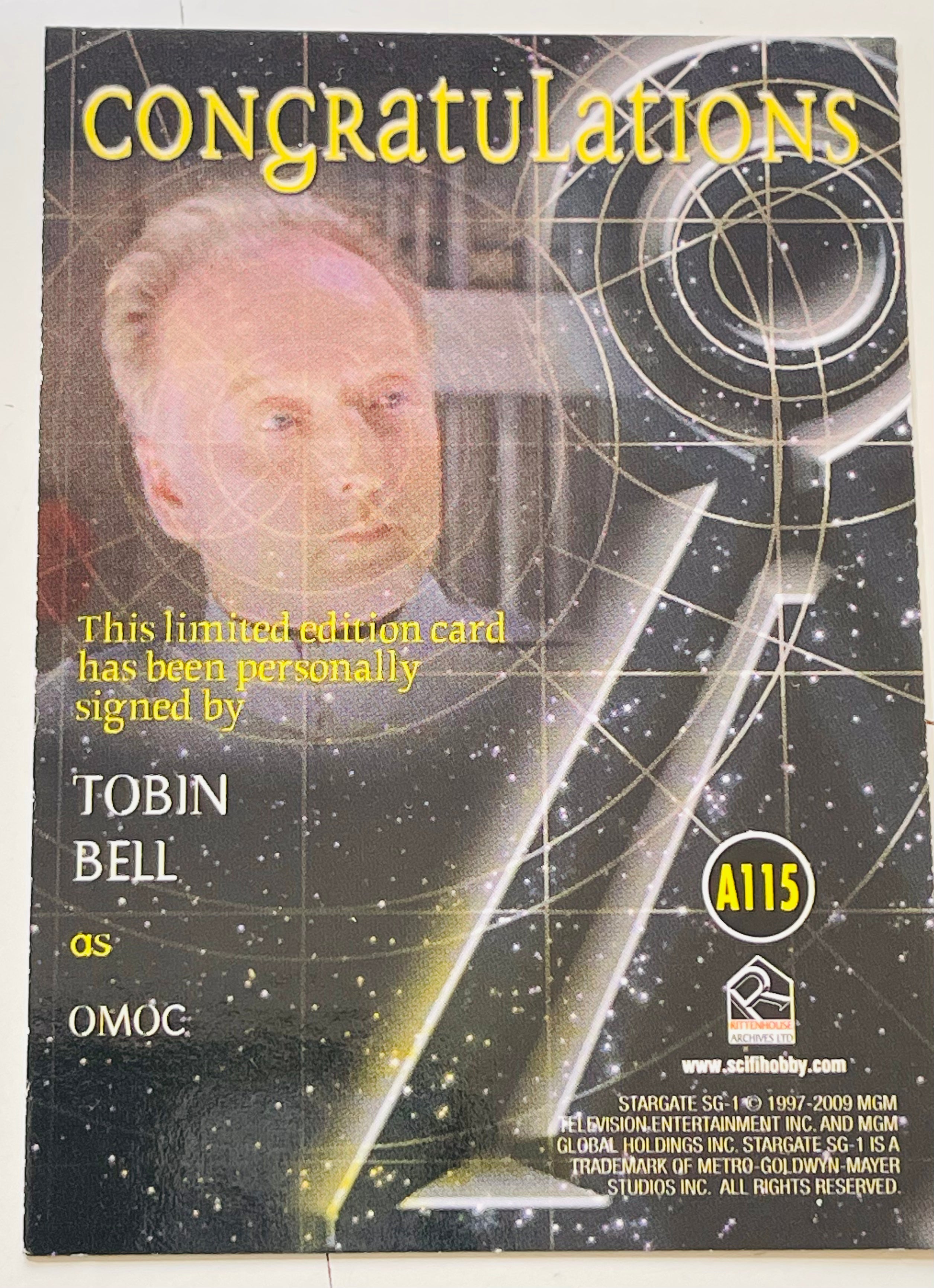 Stargate SG-1 rare Tobin Bell autograph insert card