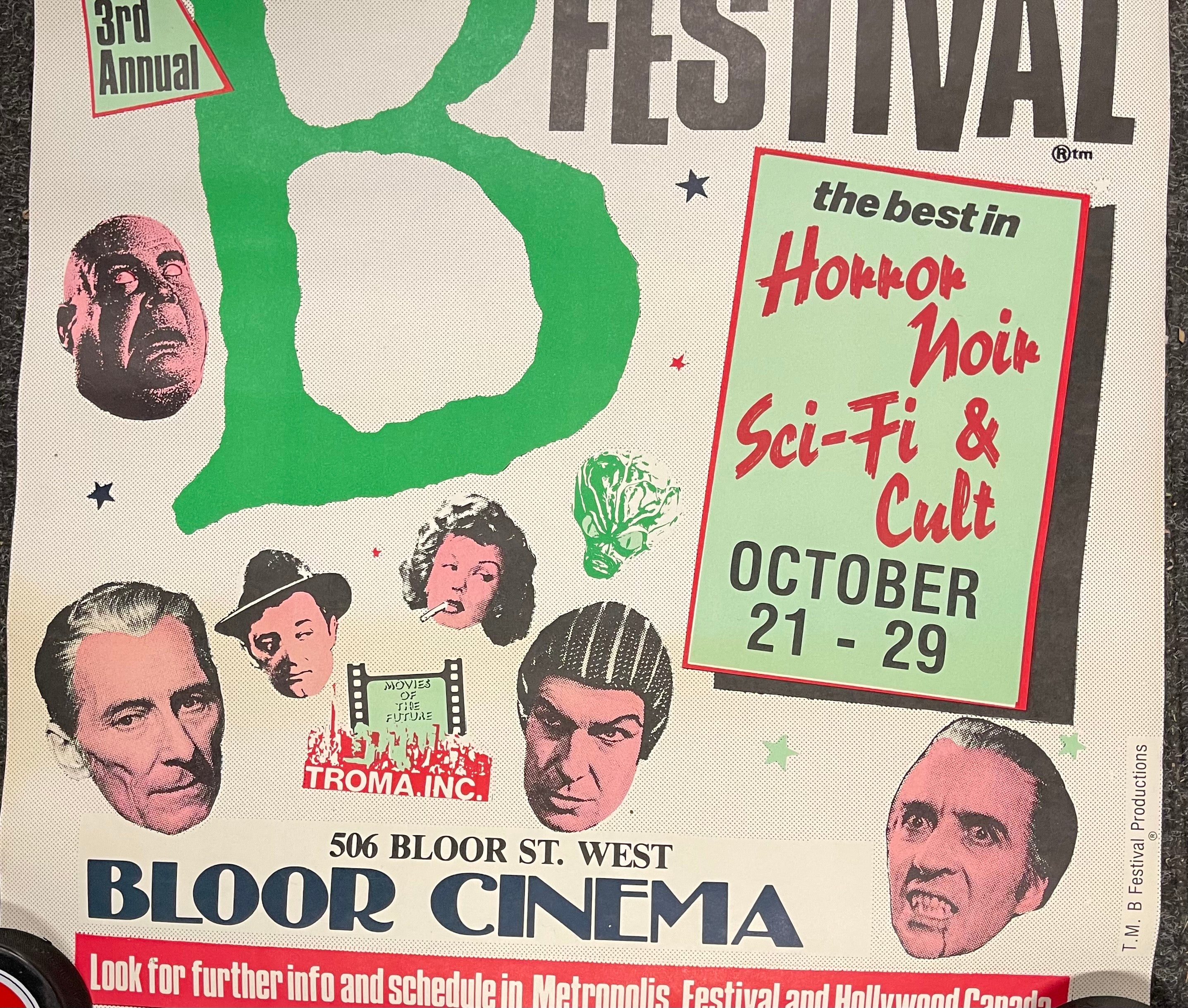 Horror and Scifi B movies festival rare poster 1981