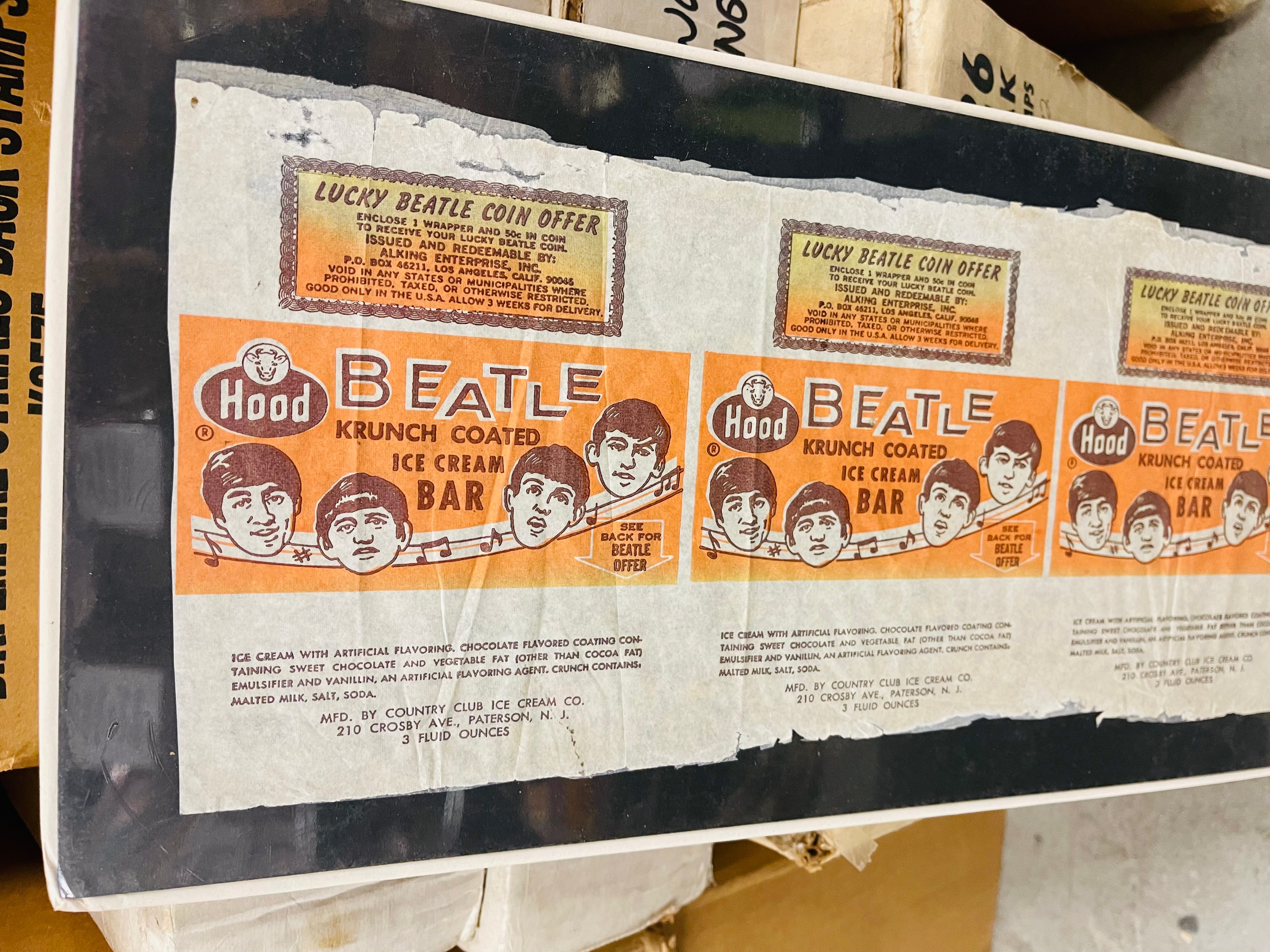 Beatles original rare Hood Ice Cream bar wrapper uncut sheet 1964