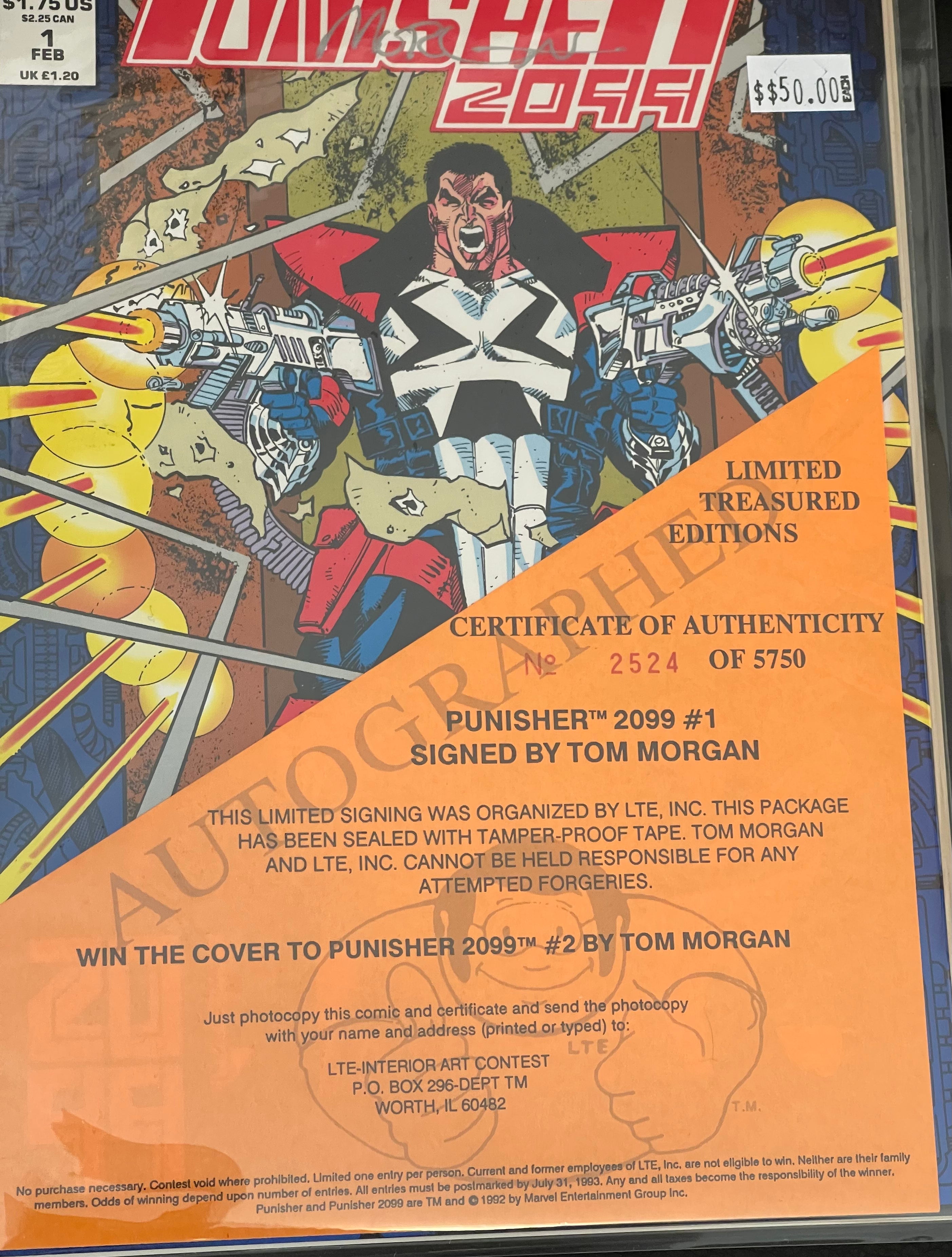 Punisher 2099 #1 issued signed by Tom Morgan and cert sealed