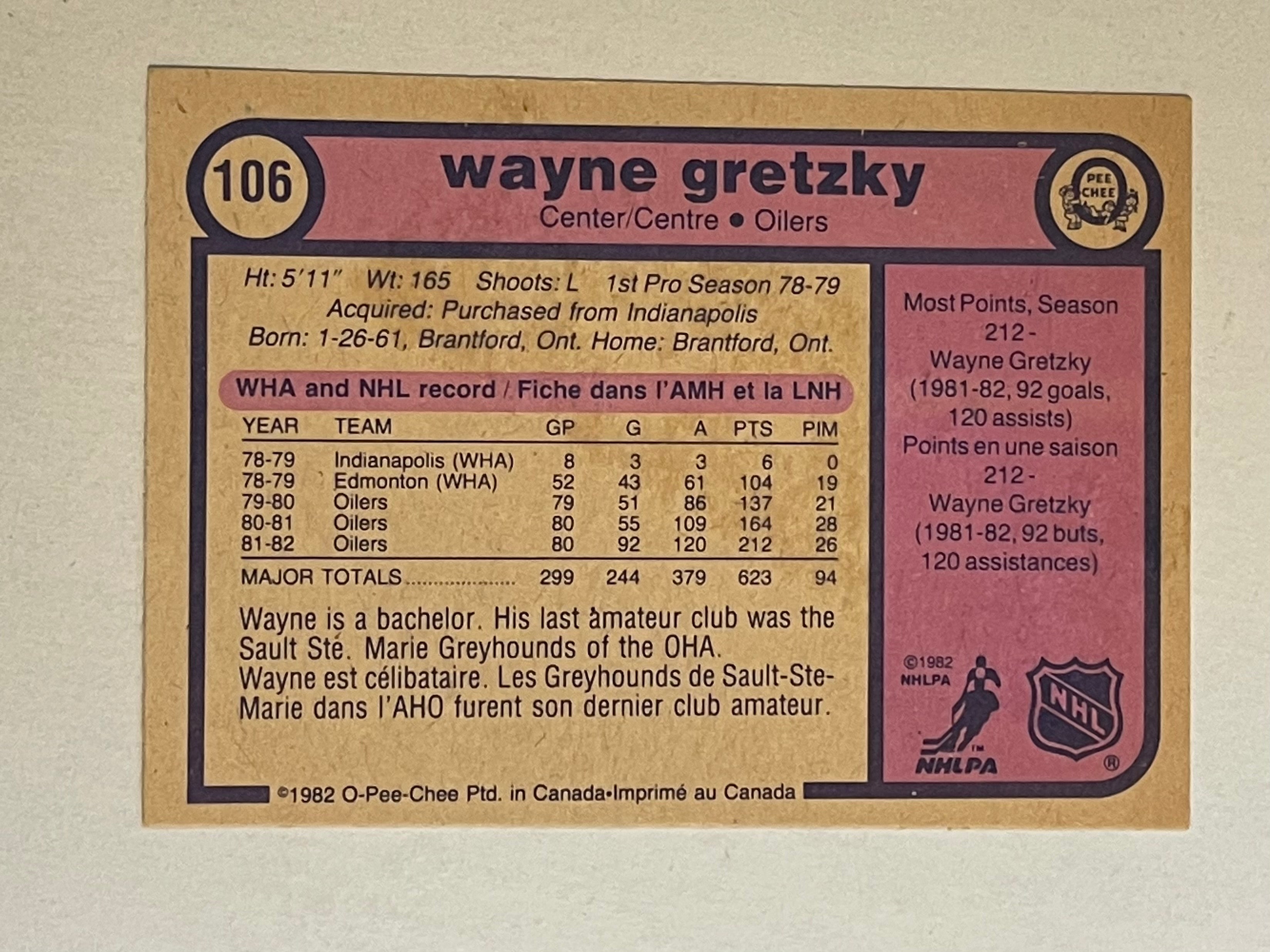 Wayne Gretzky opc high grade hockey card 1982-83