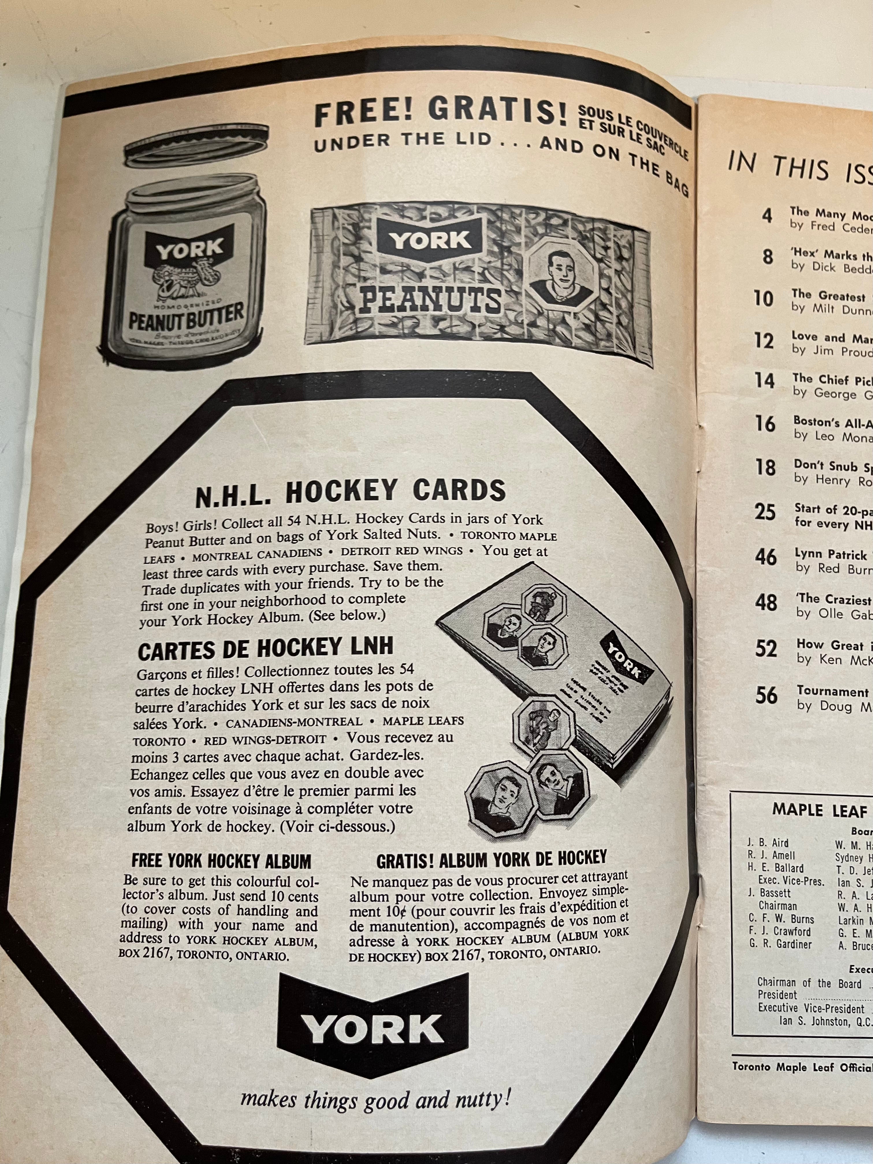 1963 Maple Leaf Gardens Leafs vs Black Hawks hockey program December, 1963