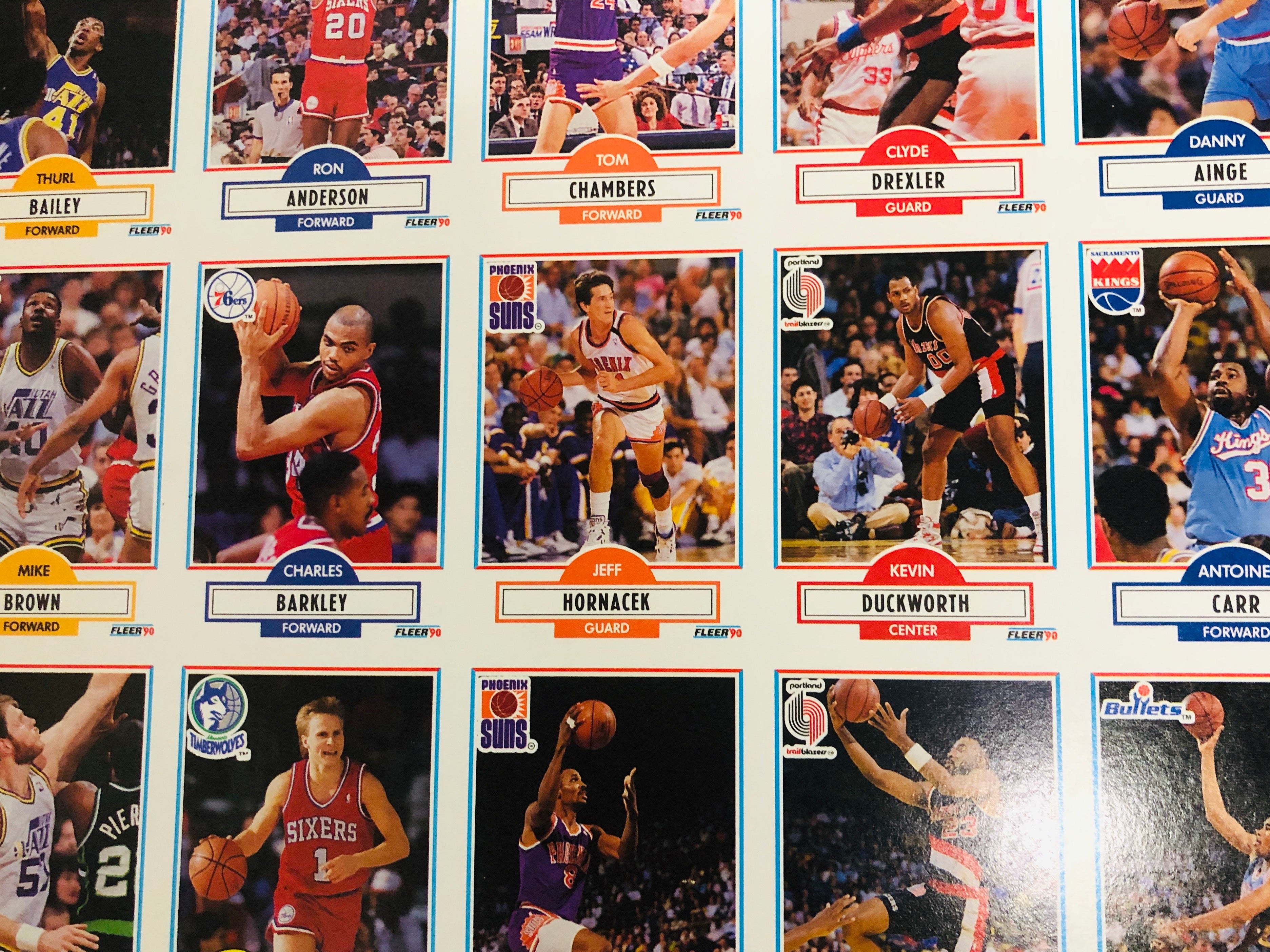1990 Fleer basketball rare uncut cards sheet 1990 Fleer basketball rare uncut cards sheet