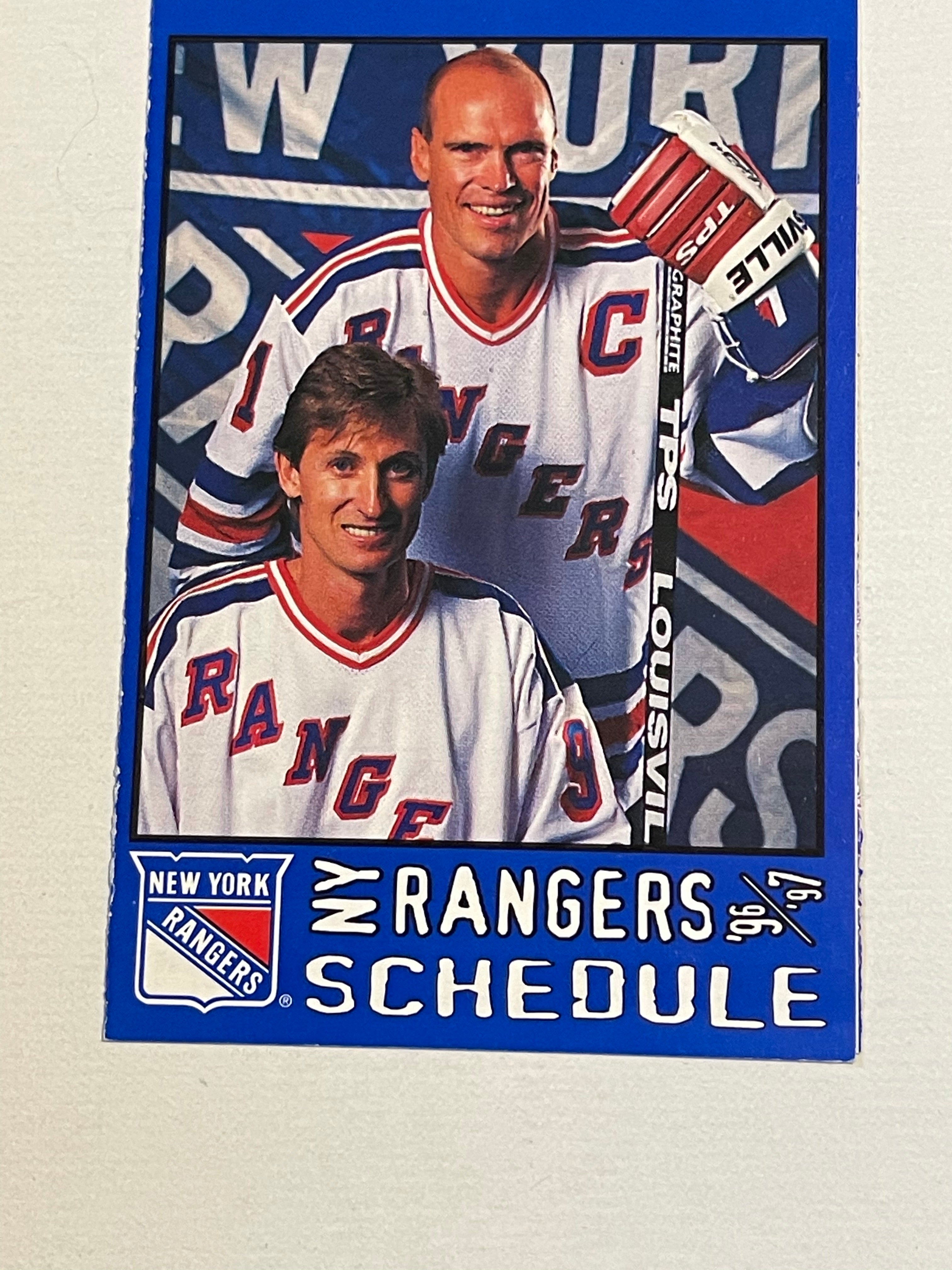 1996 Wayne Gretzky New York Rangers vintage hockey pocket schedule