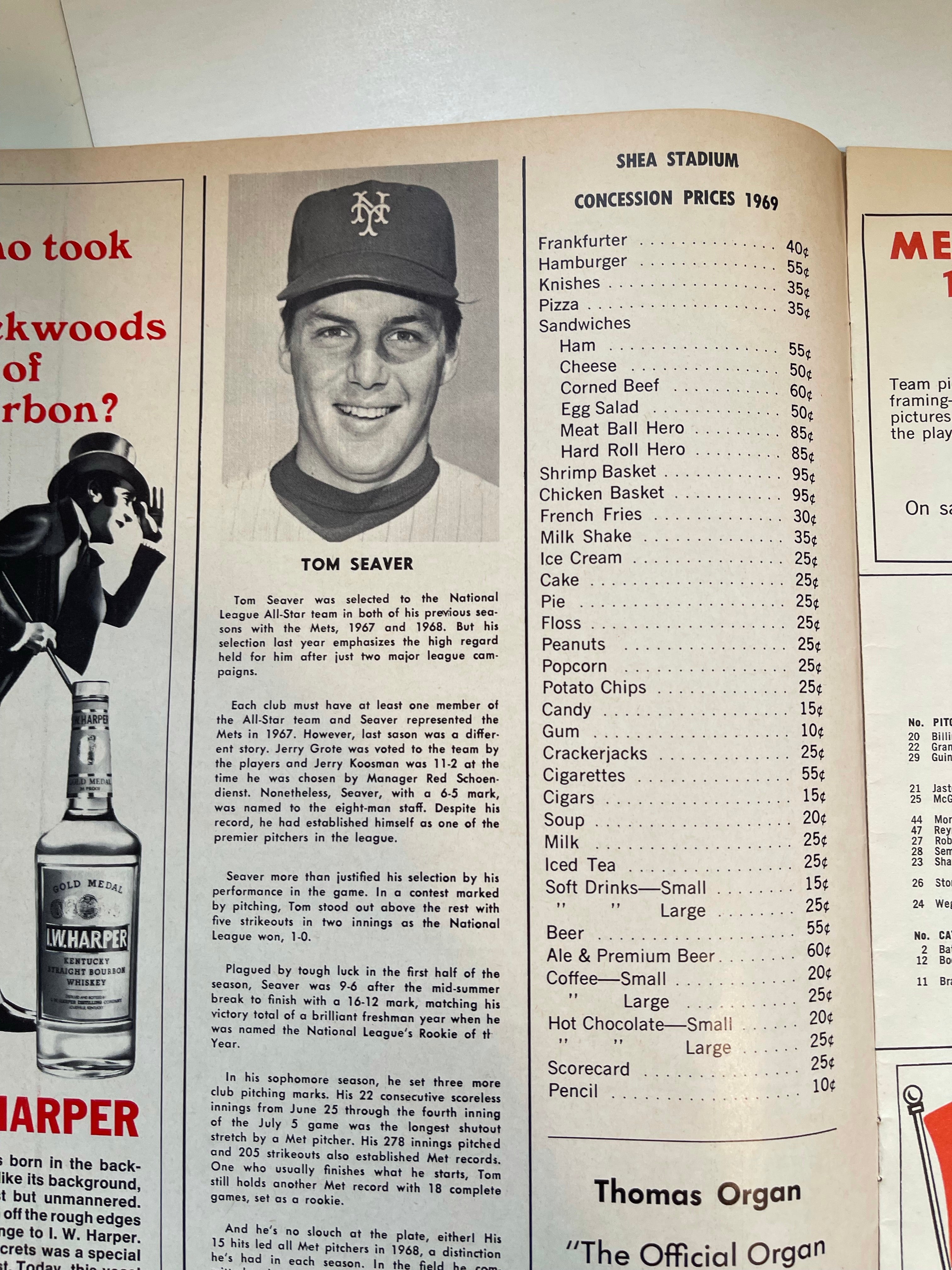 1969 Mets vs Expos original game baseball program