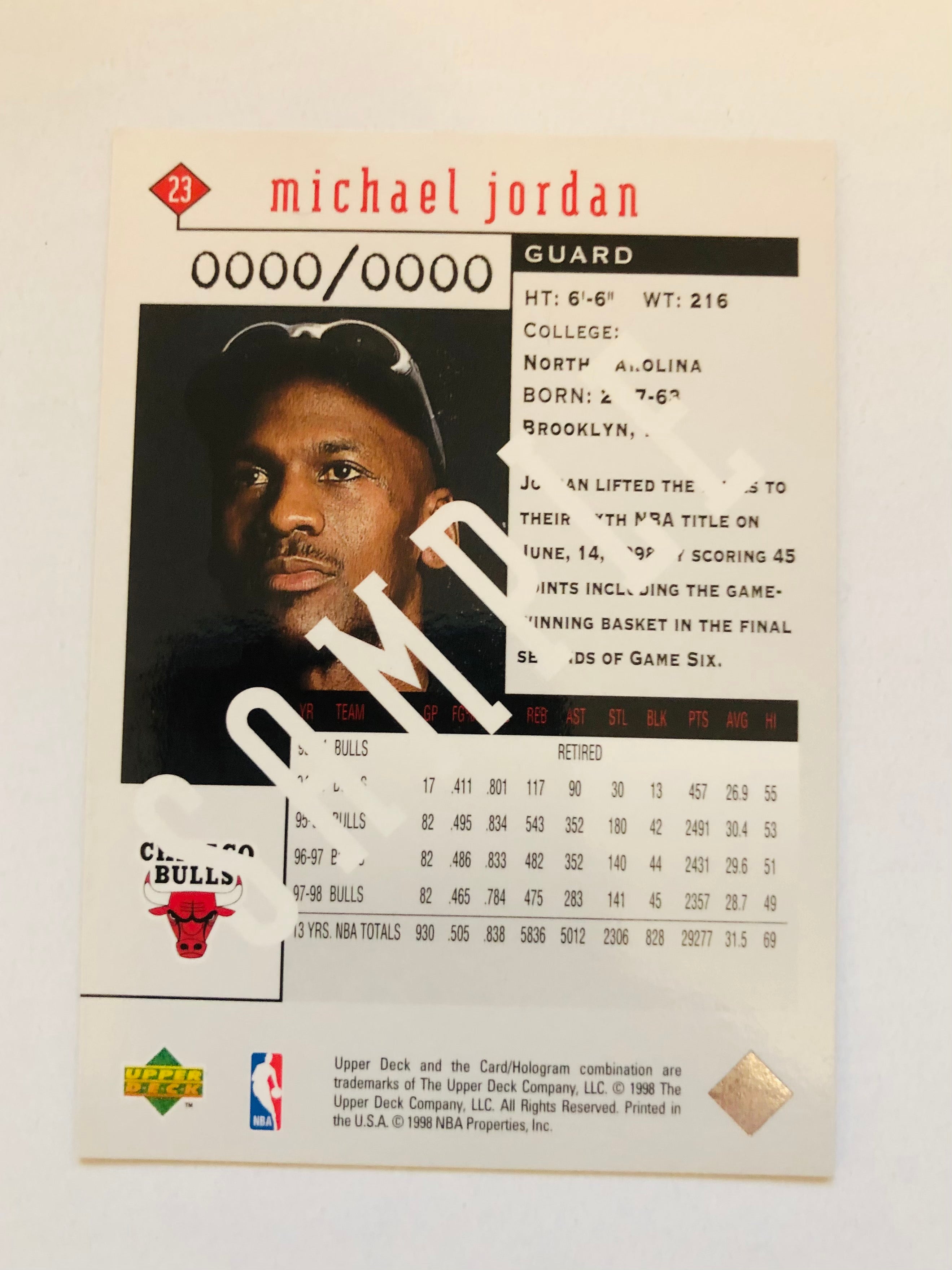 Michael Jordan Upper Deck Black Diamond rare promo basketball card 1998