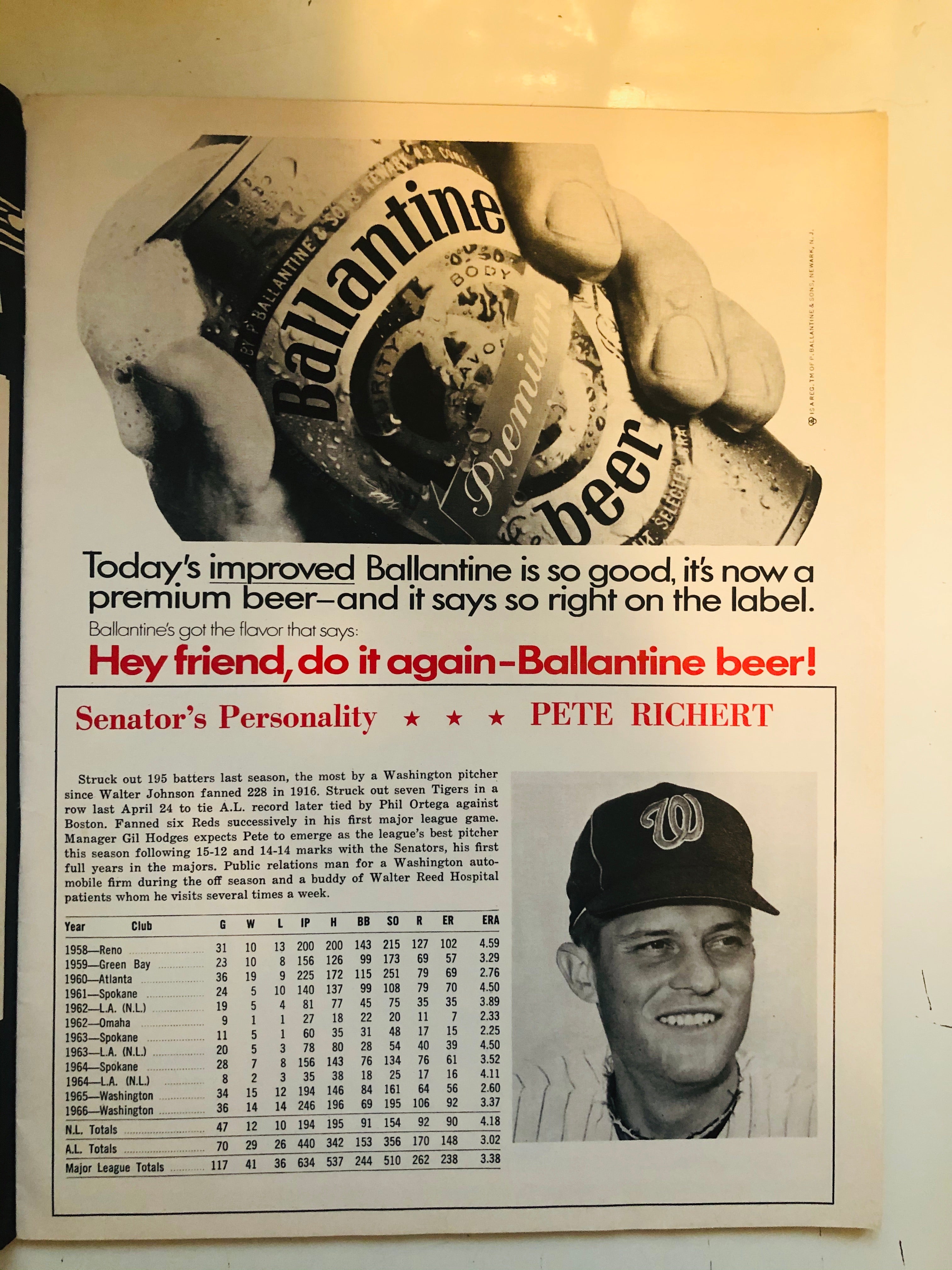 The Senators baseball team rare scorecard program 1967