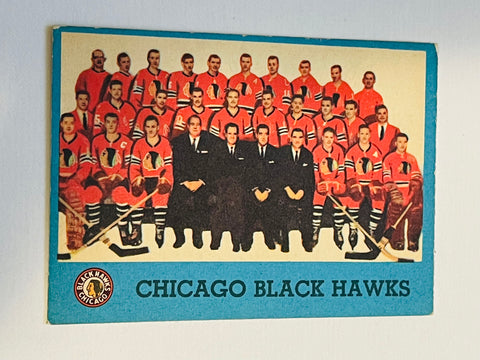 Chicago Black Hawks team Topps hockey card 1962
