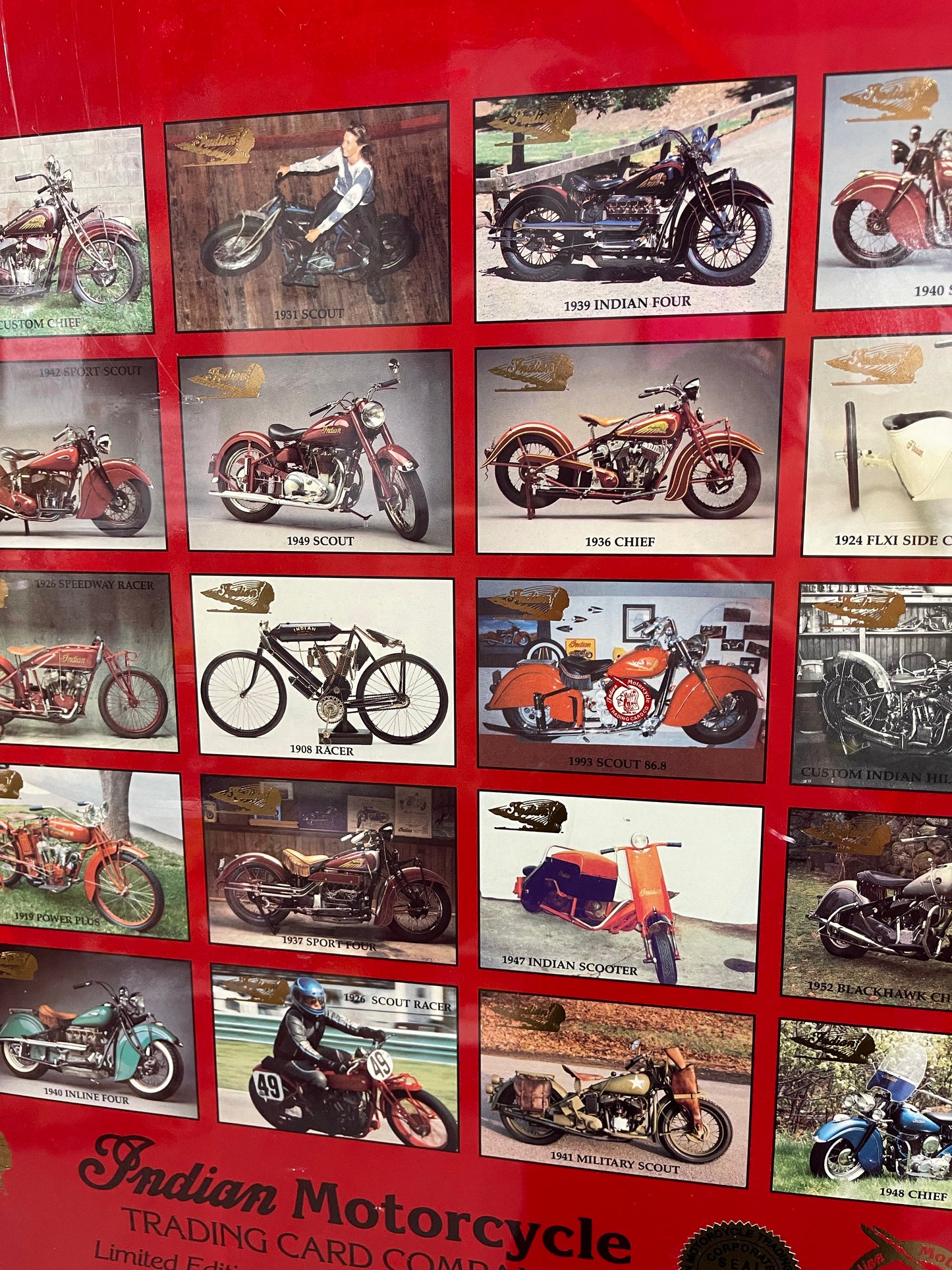 Indian Motorcycle series 2 rare numbered uncut card sheet .. serial numbers may vary 1990s