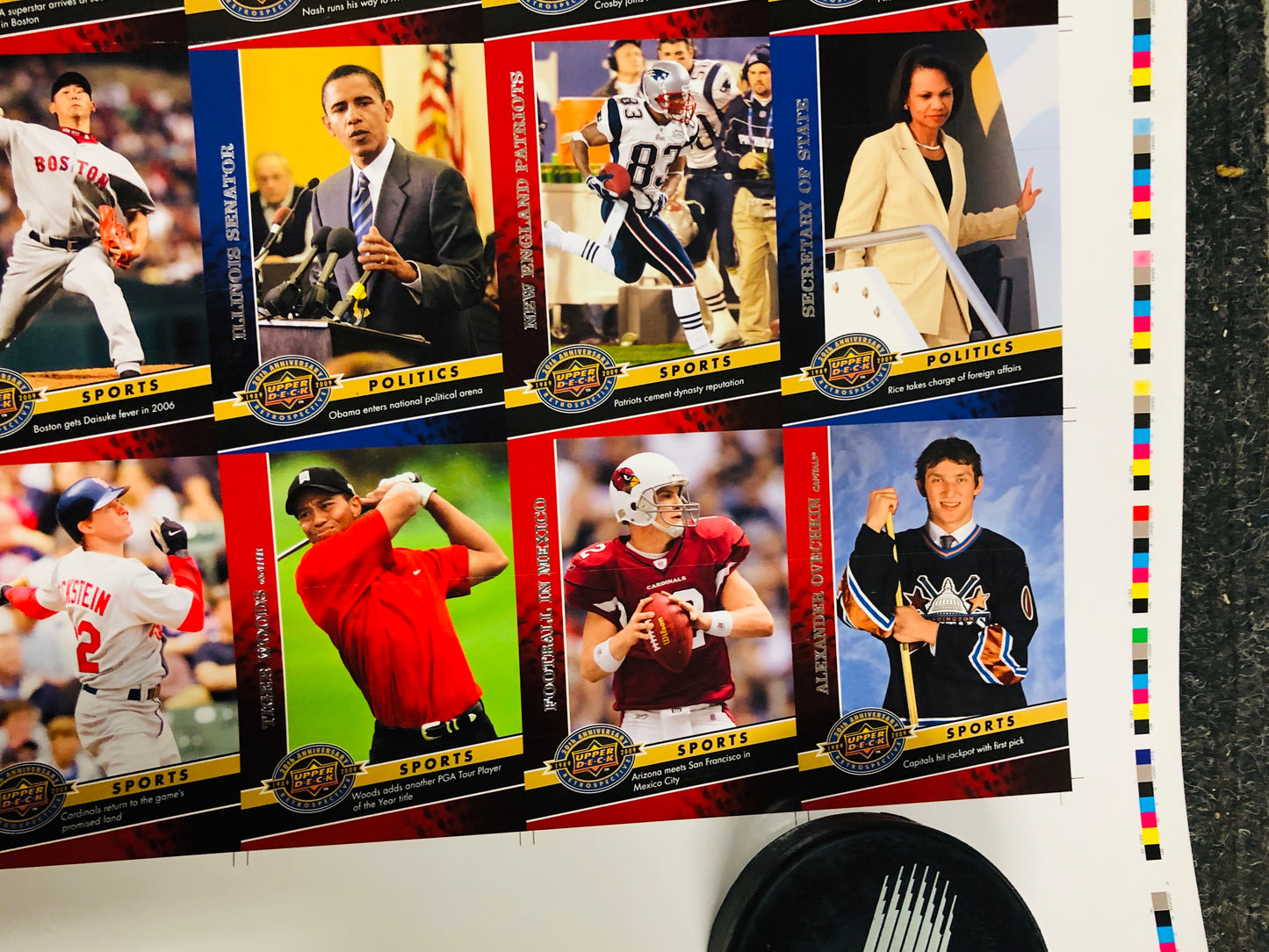 2009 Upper Deck rare 20th anniversary multi sports uncut cards sheet