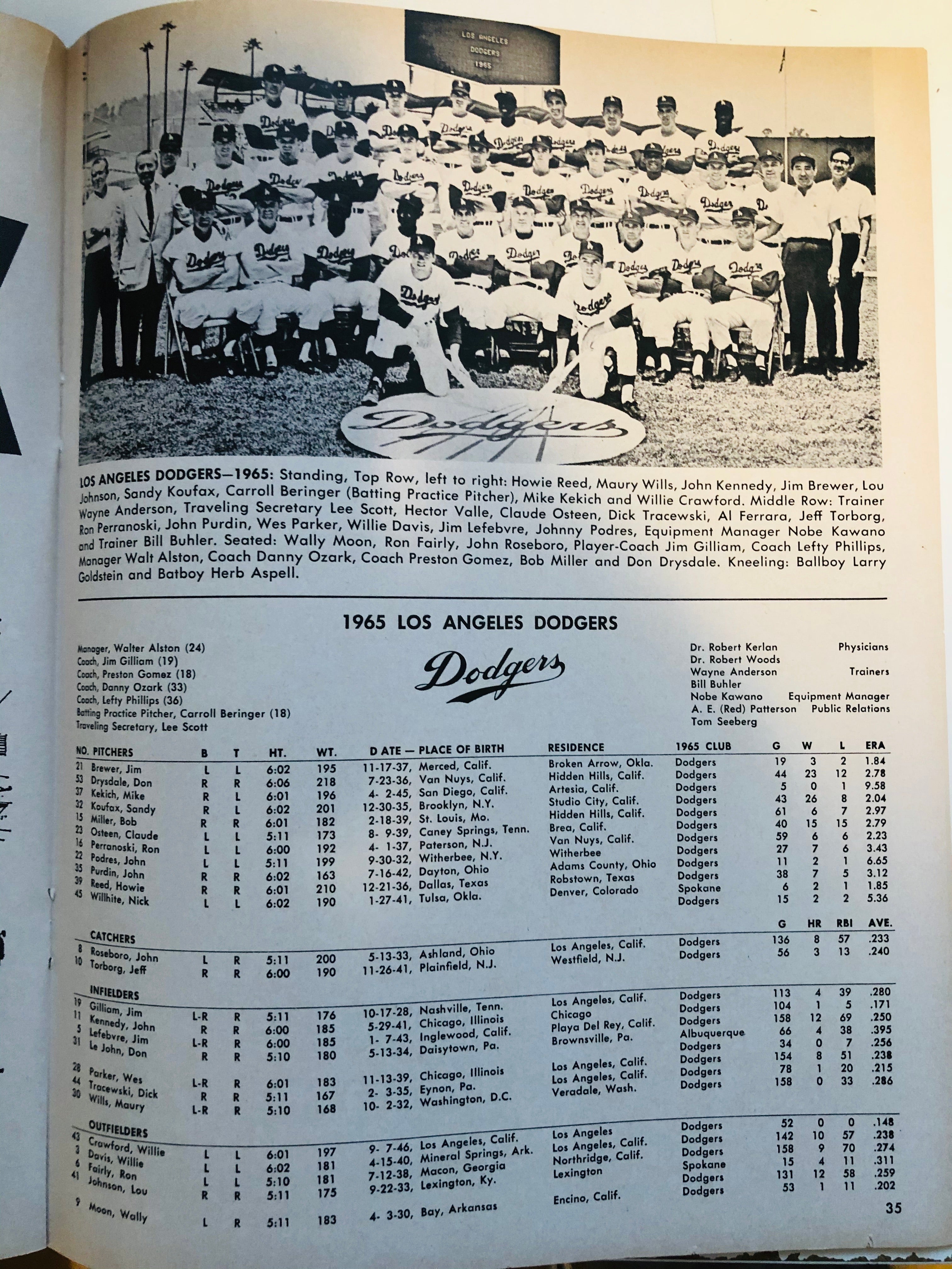 1965 World Series original baseball game program