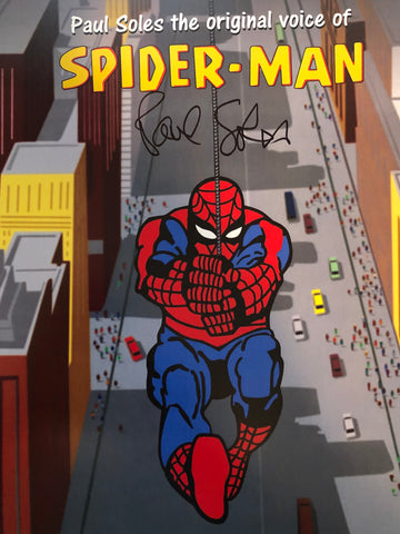 Spider-Man Paul Soles cartoon from 1970s animation voice actor signed photo with COA