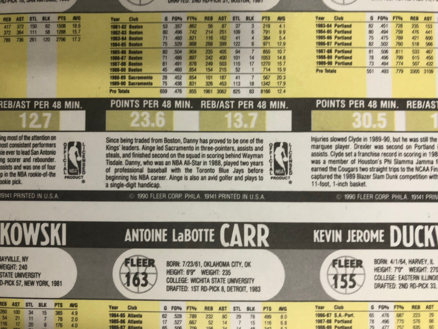 1990 Fleer basketball rare uncut cards sheet