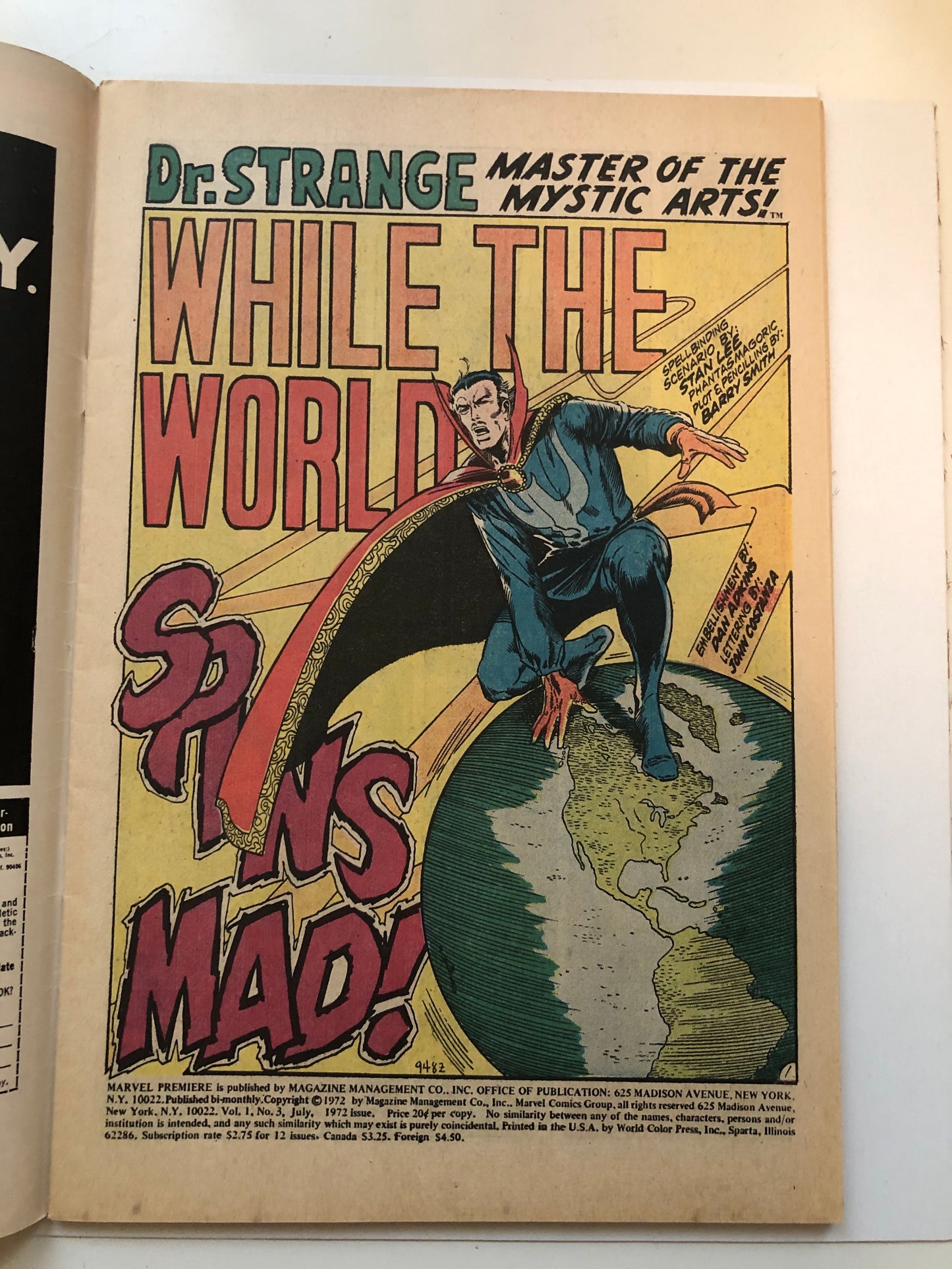 Marvel Premiere Dr. Strange #3 comic 1972