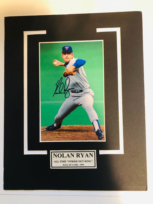 Nolan Ryan long shot signed matted photo with COA