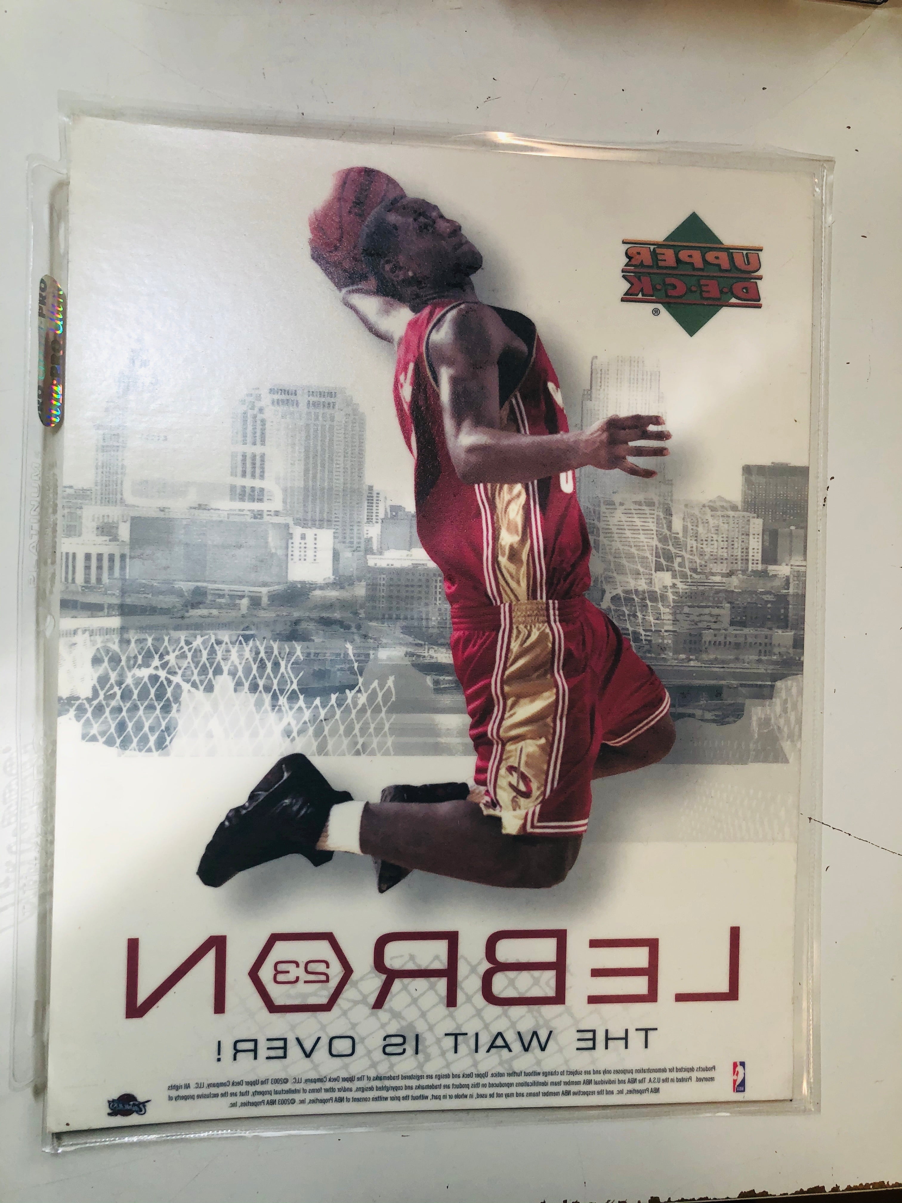 LeBron James Upper Deck basketball rare store sign for the glass door 2003