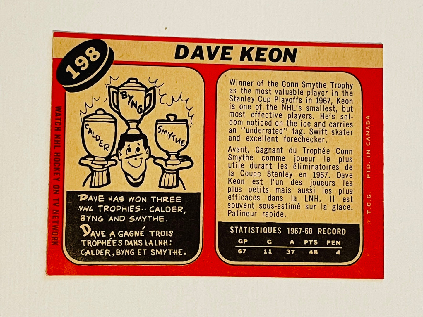 1968-69 Opc Dave Keon hockey card