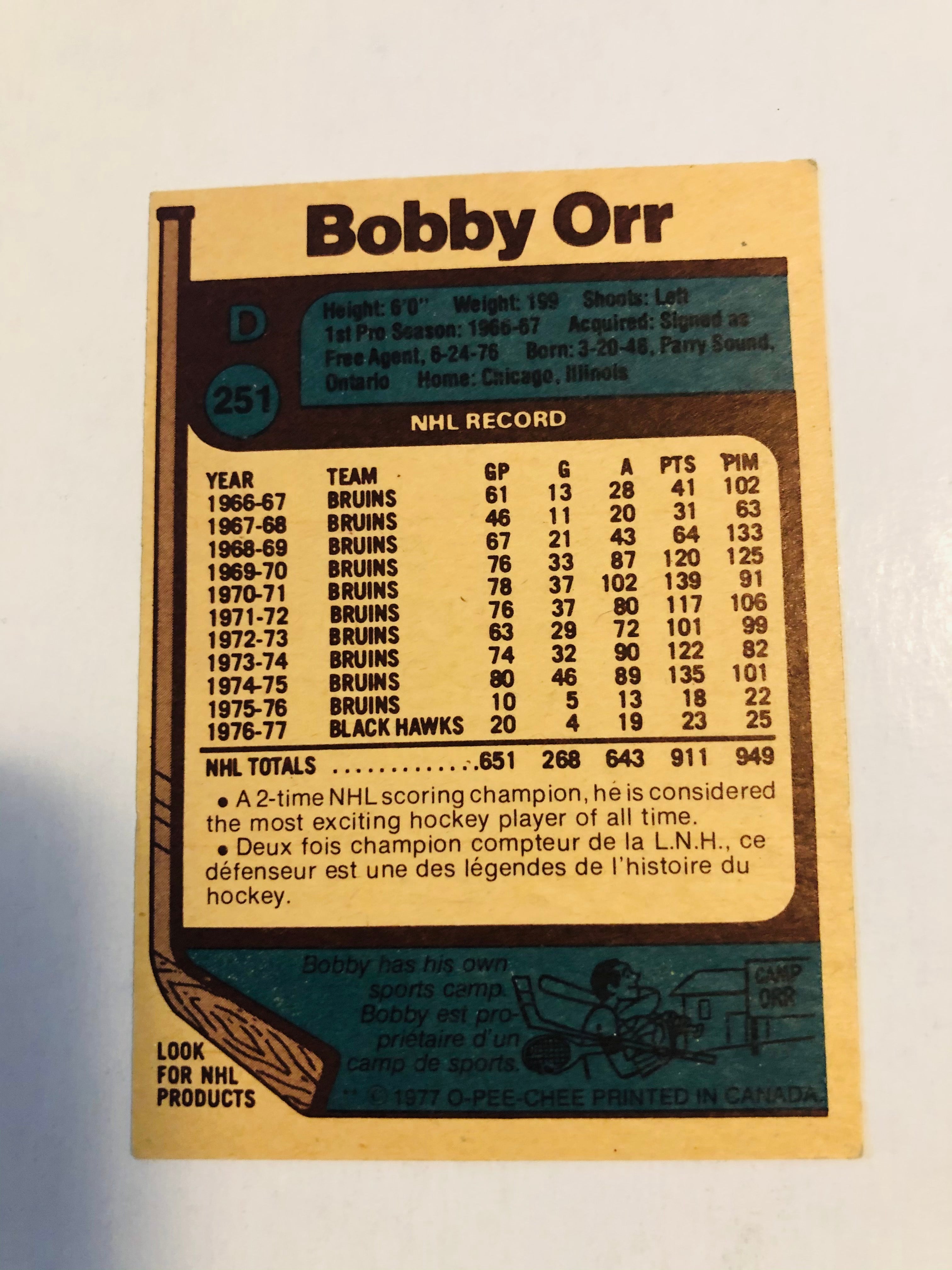 Bobby Orr opc high grade hockey card
