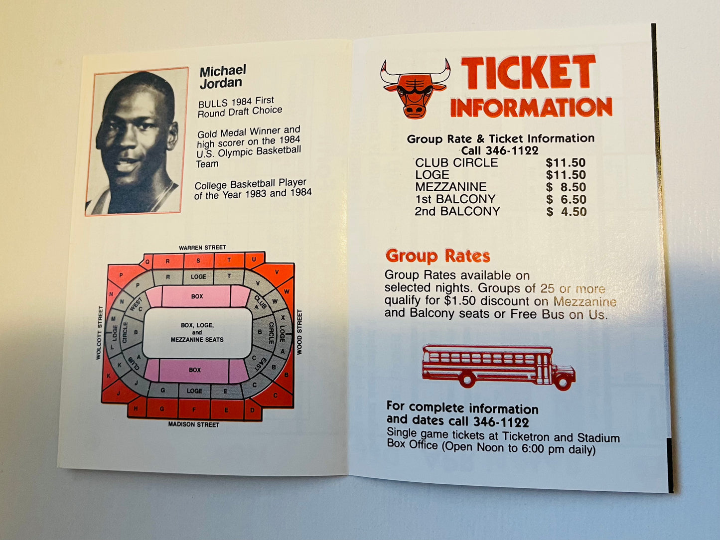 Michael Jordan Chicago Bulls basketball rare schedule 1984-85