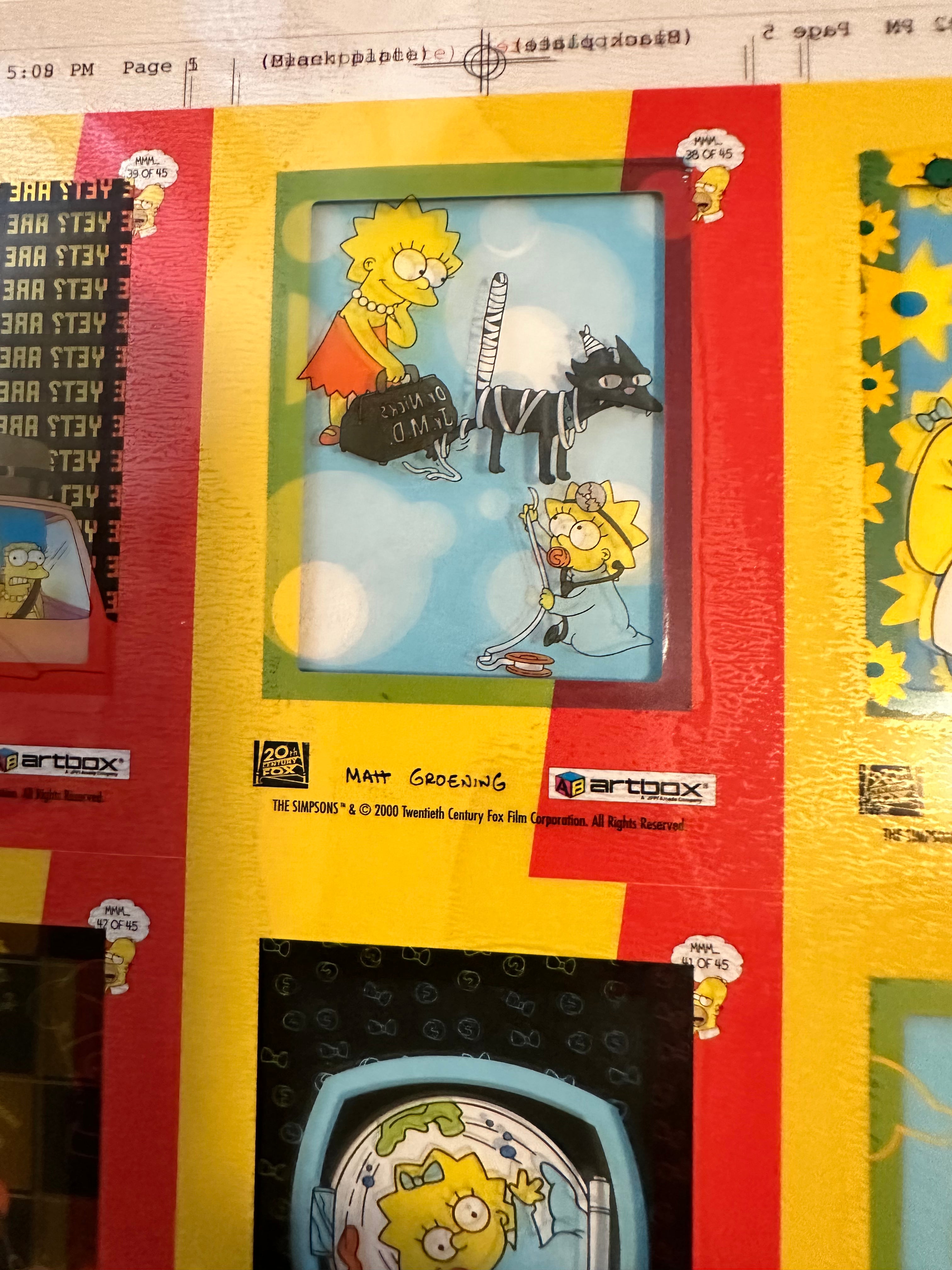 The Simpsons TV show rare Film cel cards uncut sheet 1990s