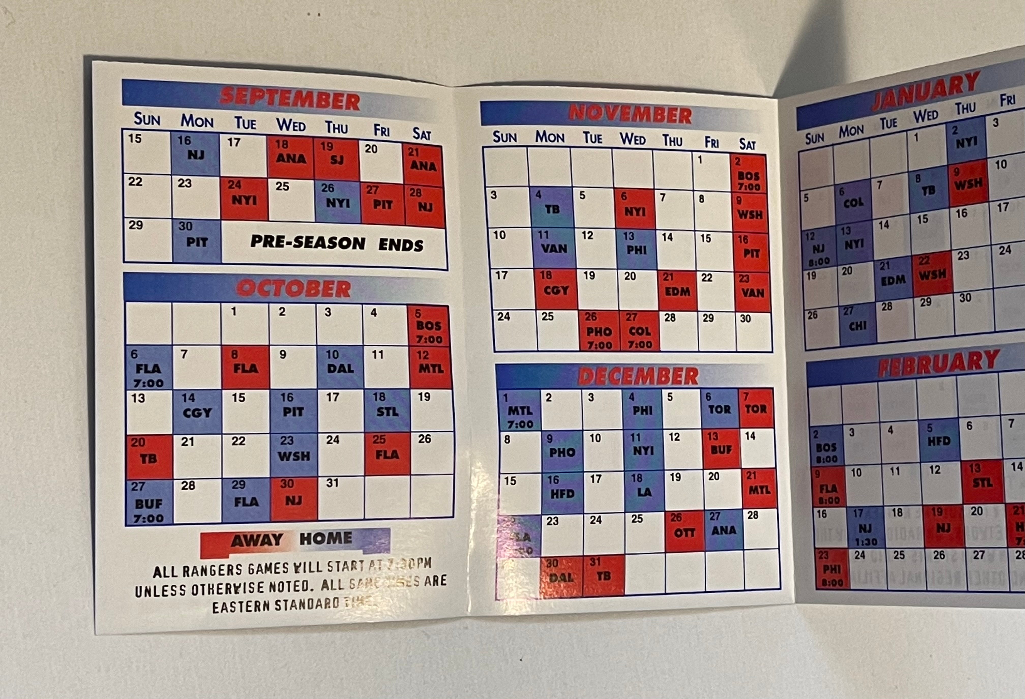 1996 Wayne Gretzky New York Rangers vintage hockey pocket schedule