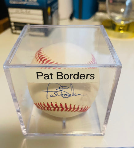 Toronto Blue Jays baseball Pat Borders autograph ball in cube with COA