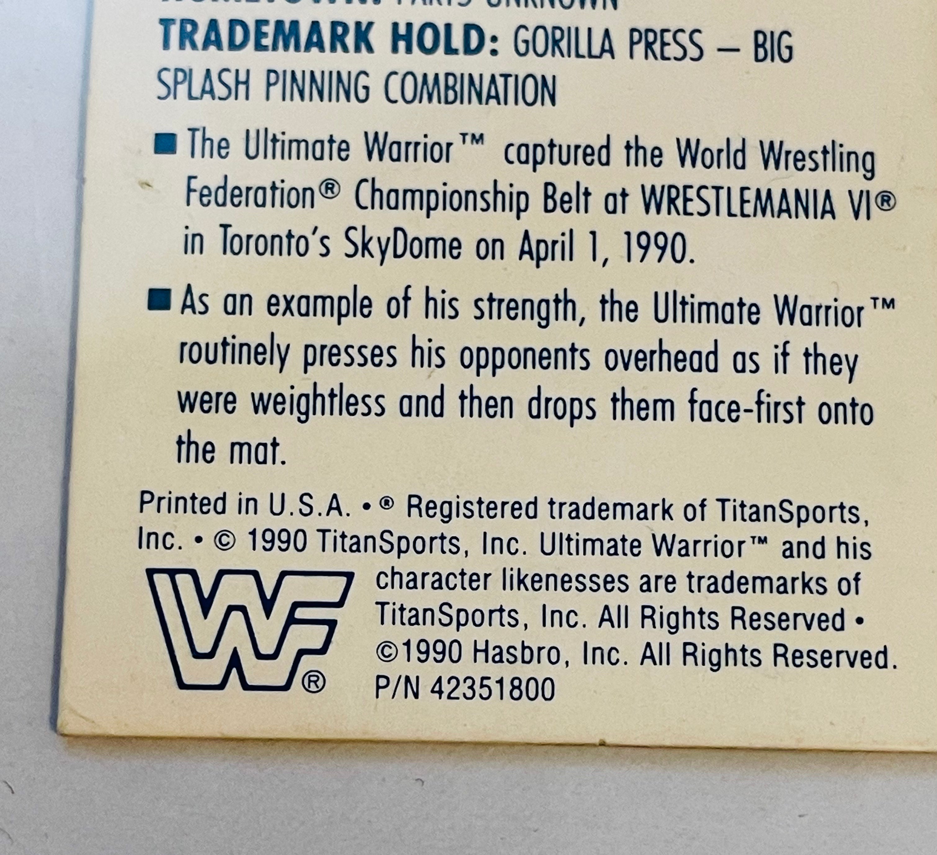 Wrestling Hasbro Ultimate Warrior rare titan rookie card 1990