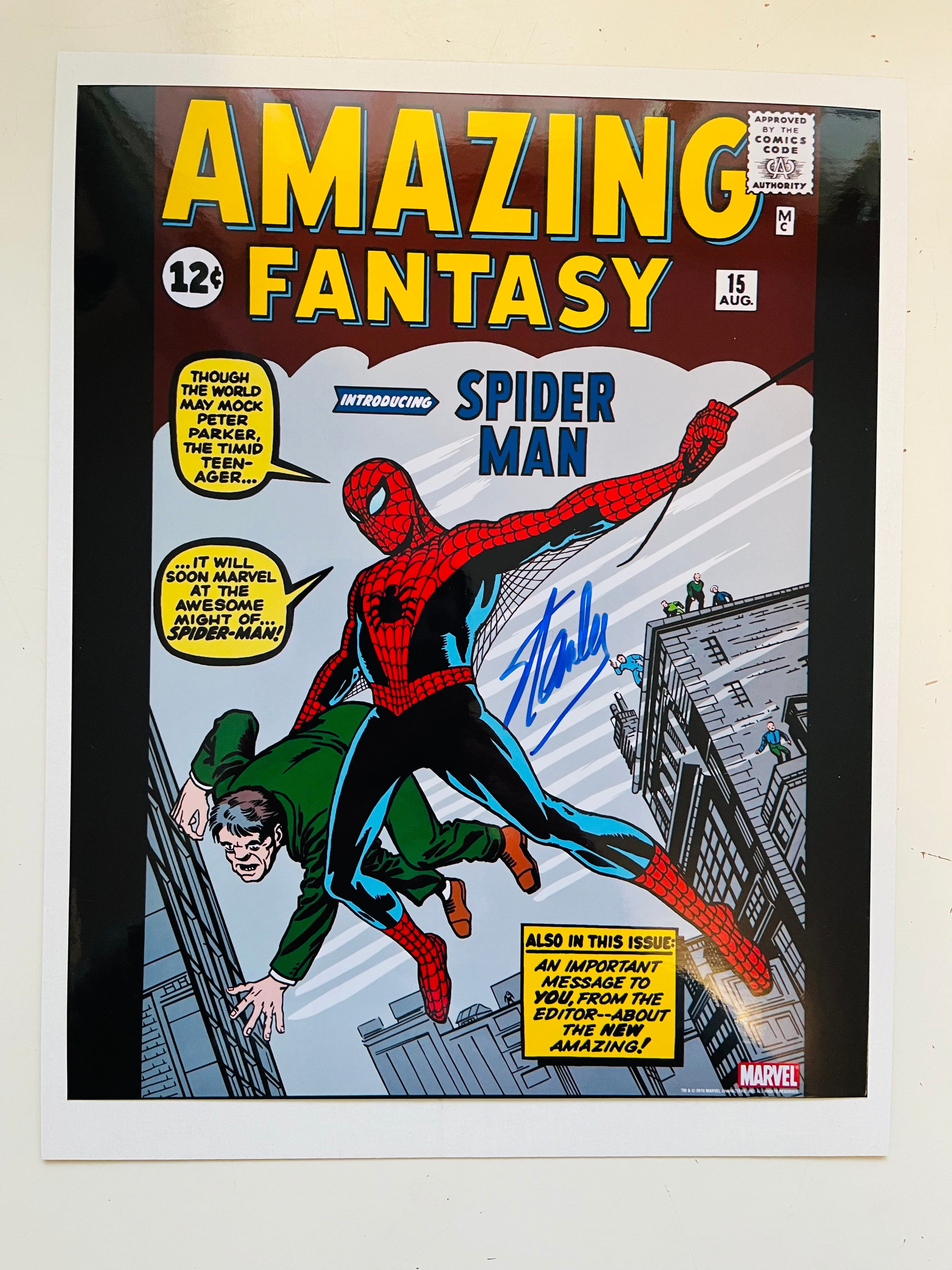 Spider-Man Amazing Fantasy 15 autograph by Stan Lee glossy photo certified by Fanexpo