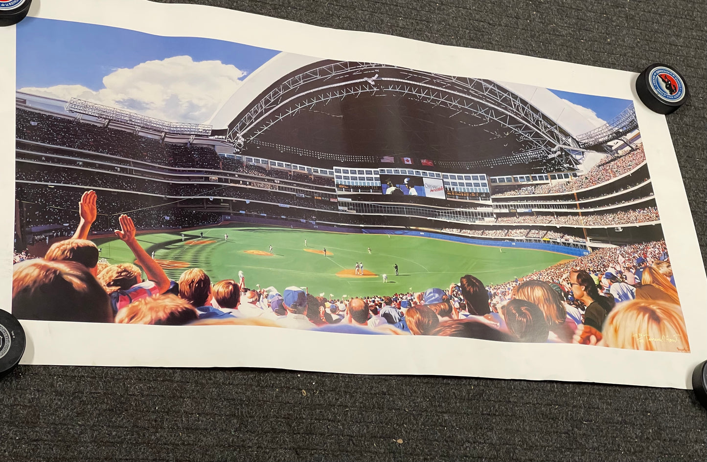 Toronto Blue Jays Skydome lithograph numbered autograph 20x39 autograph poster 1990s