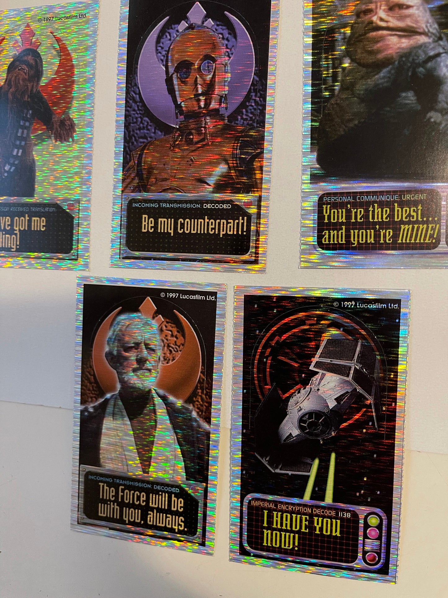 Star Wars foil limited issued valentines cards set 1996