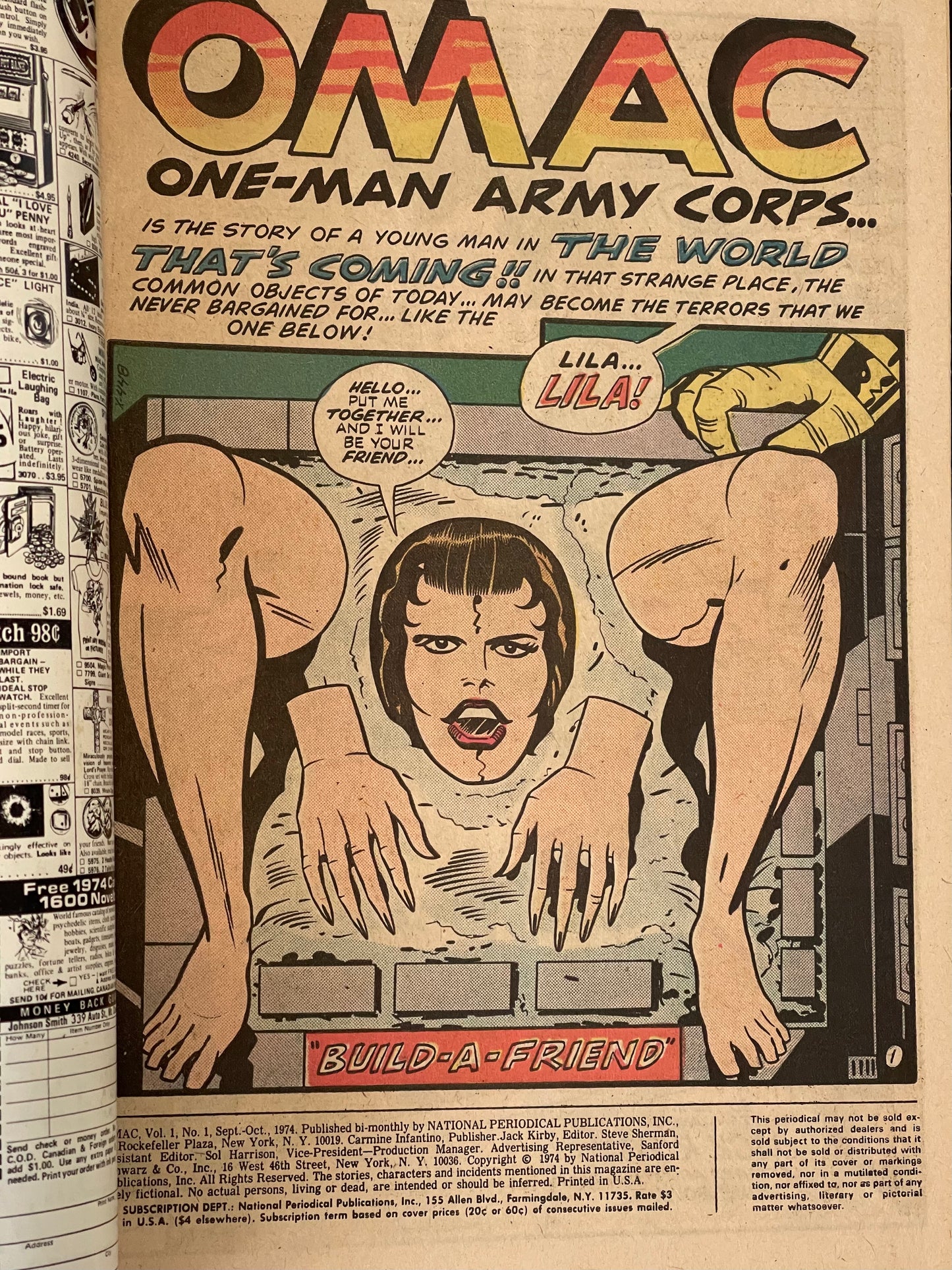 Omac One Man Army #1 high grade comic book 1974